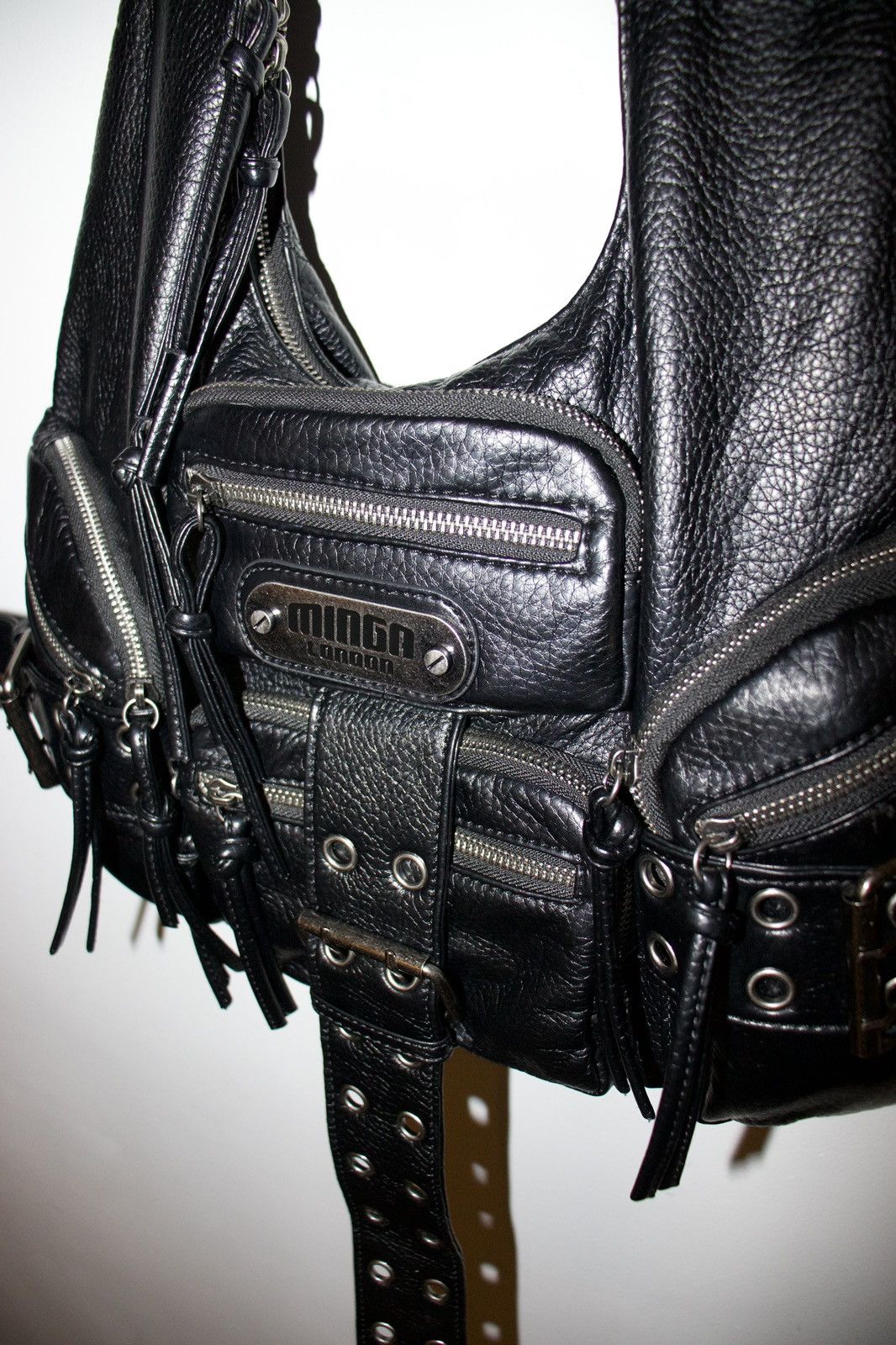 Japanese Brand BLACK VEGAN LEATHER SHOULDER BAG Size ONE SIZE - 2 Thumbnail