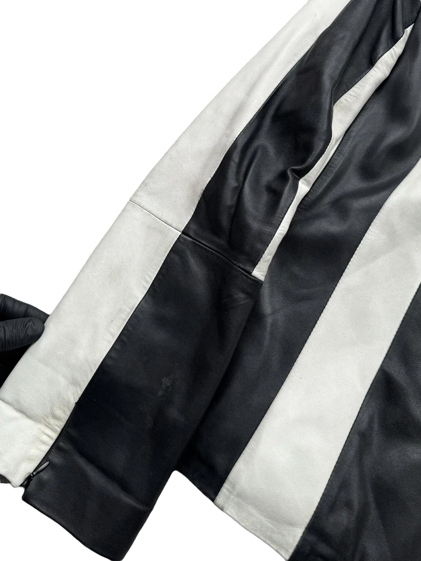 Vintage Y2K Leather Striped Jacket(V358) Size M / US 6-8 / IT 42-44 - 3 Thumbnail
