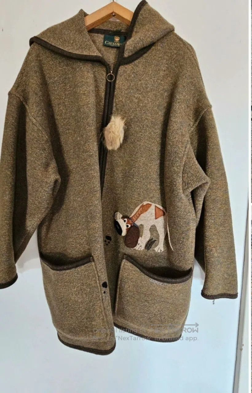 GIESSWEIN GIESSWEIN Puppy Print Wool Hooded Coat. Size XXL / US 16-18 / IT 52-54 - 1 Thumbnail