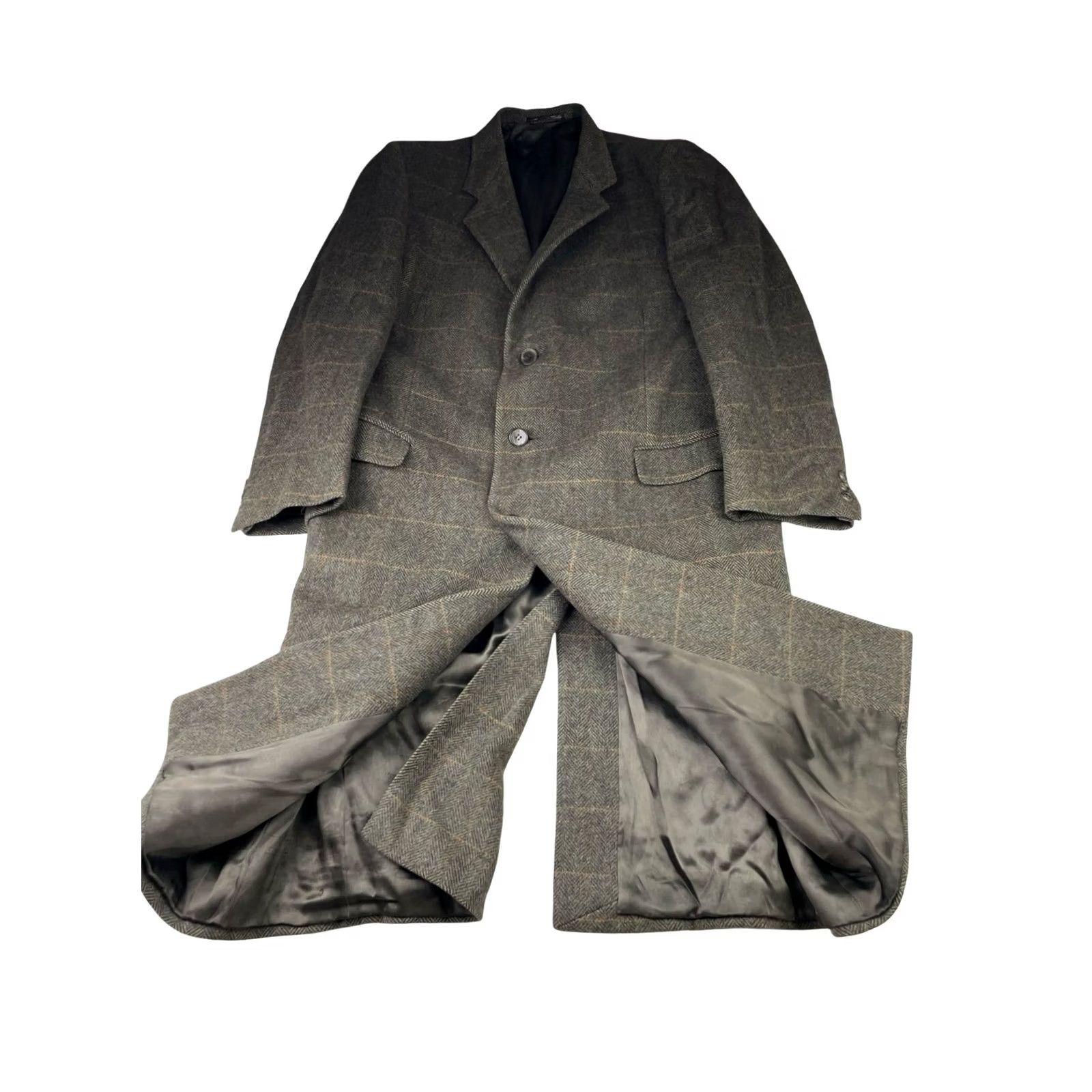 Vintage VINTAGE Bespoke Coat Overcoat Trench Wool Tweed Green/Tan Plaid Italy 43L Men's Size US XS / EU 42 / 0 - 3 Thumbnail
