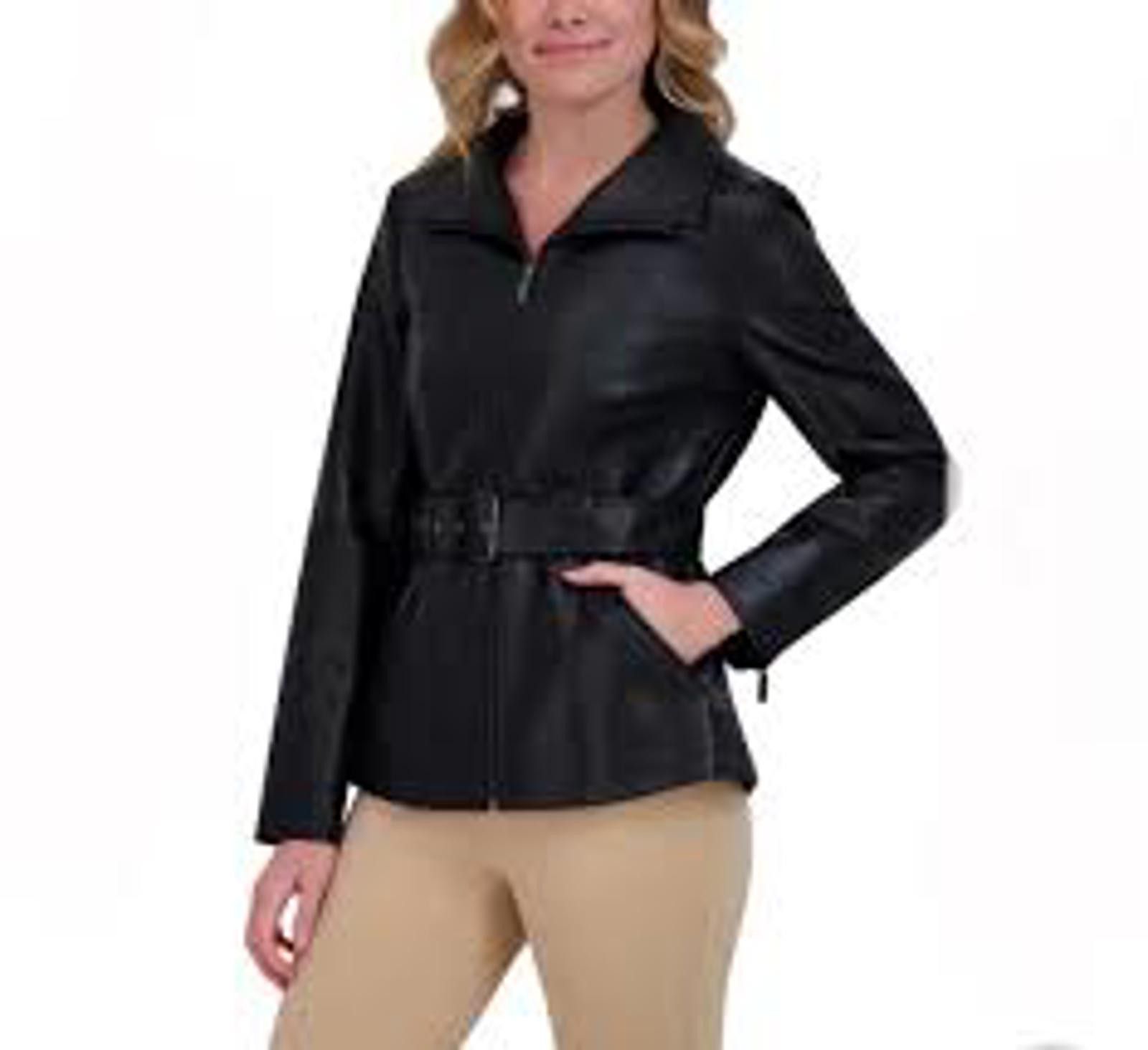 Kenneth Cole Kenneth Cole NY Faux Leather Belted Jacket - Women's L Size L / US 10 / IT 46 - 1 Thumbnail