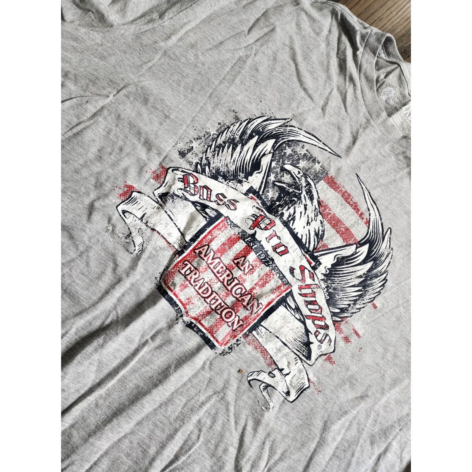 Bass Pro Shops Bass Pro Shops T-Shirt Mens XXL Patriotic American Tradition Eagle Flag Gray Shirt Size US XXL / EU 58 / 5 - 5 Thumbnail