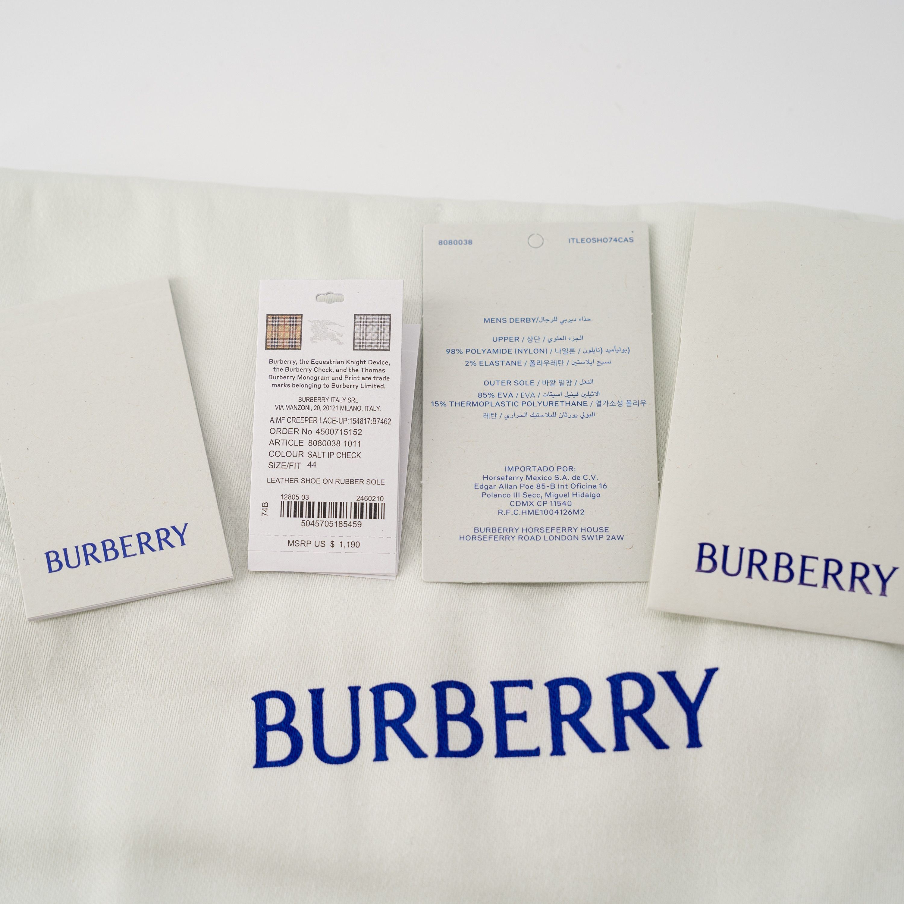Burberry 44eu 11us Burberry Creeper Lace-Up Boots Blue White Check Size US 11 / EU 44 - 9 Thumbnail