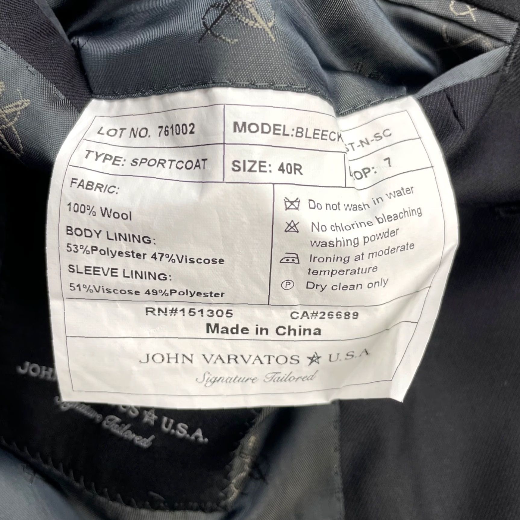 John Varvatos John Varvatos Blazer Shirt Men Black 40R Wool Two Button Bleeker 2-Button Notch Lapel Vintage No Size 40R - 7 Thumbnail