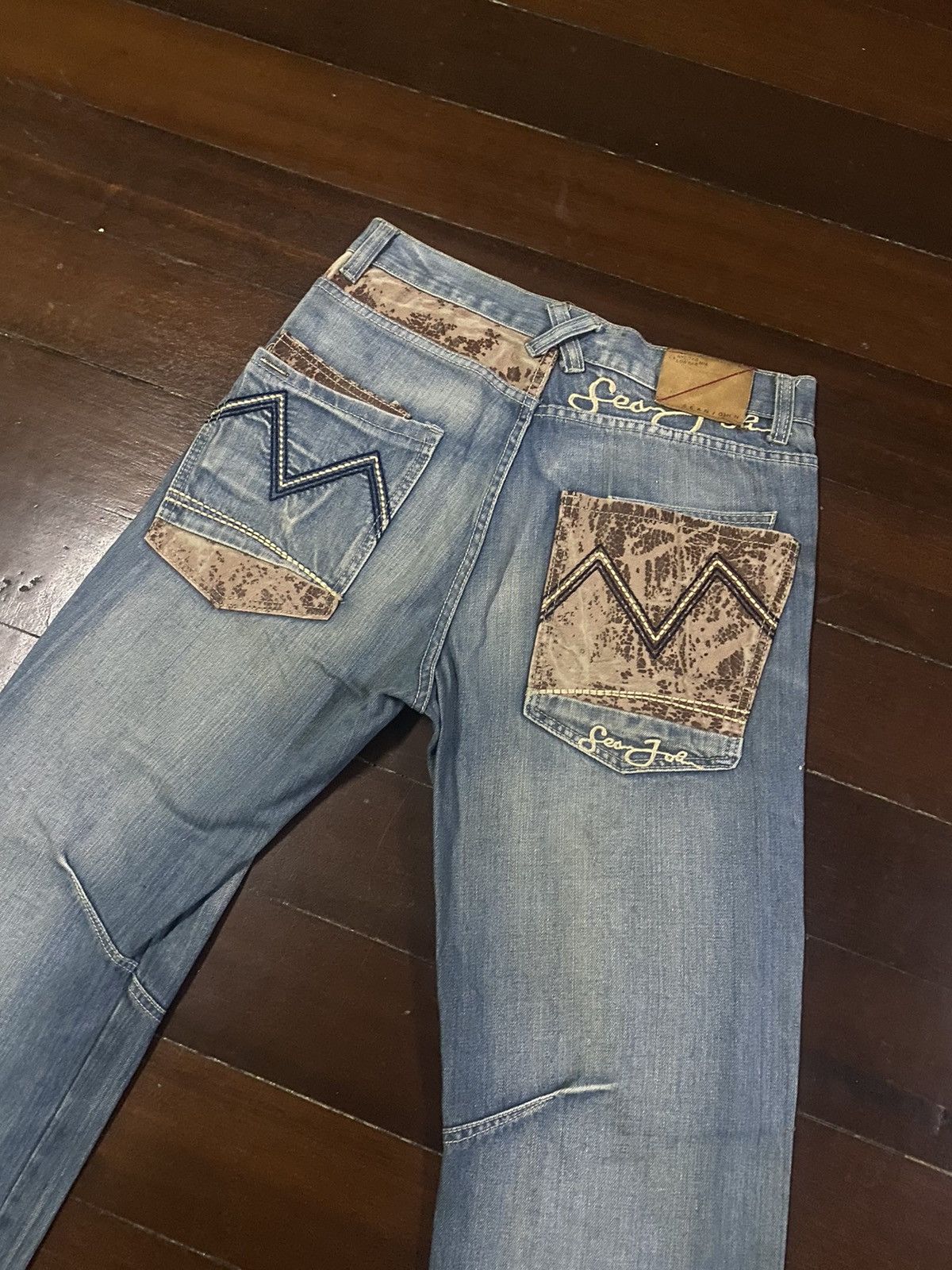 Anchor Blue × JNCO × Sean John Fire vintage SEAN JOHN WIDE LEG dirty mud wash Size US 34 / EU 50 - 5 Thumbnail