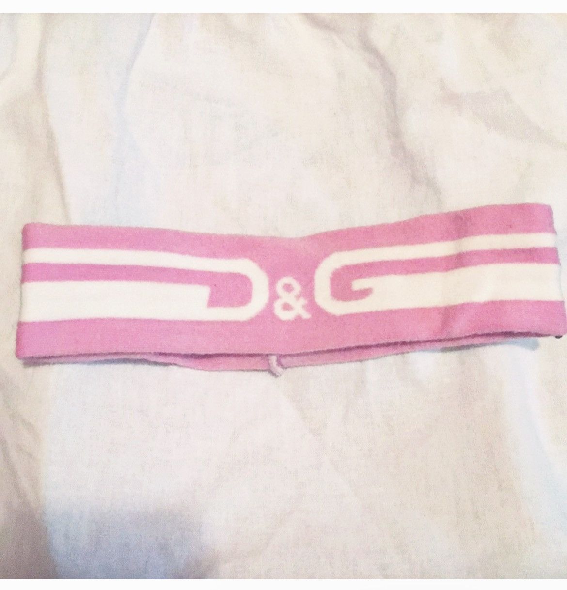 Dolce & Gabbana Authentic Dolce & Gabbana DG Baby Pink & White Logo Headband Size ONE SIZE - 3 Thumbnail