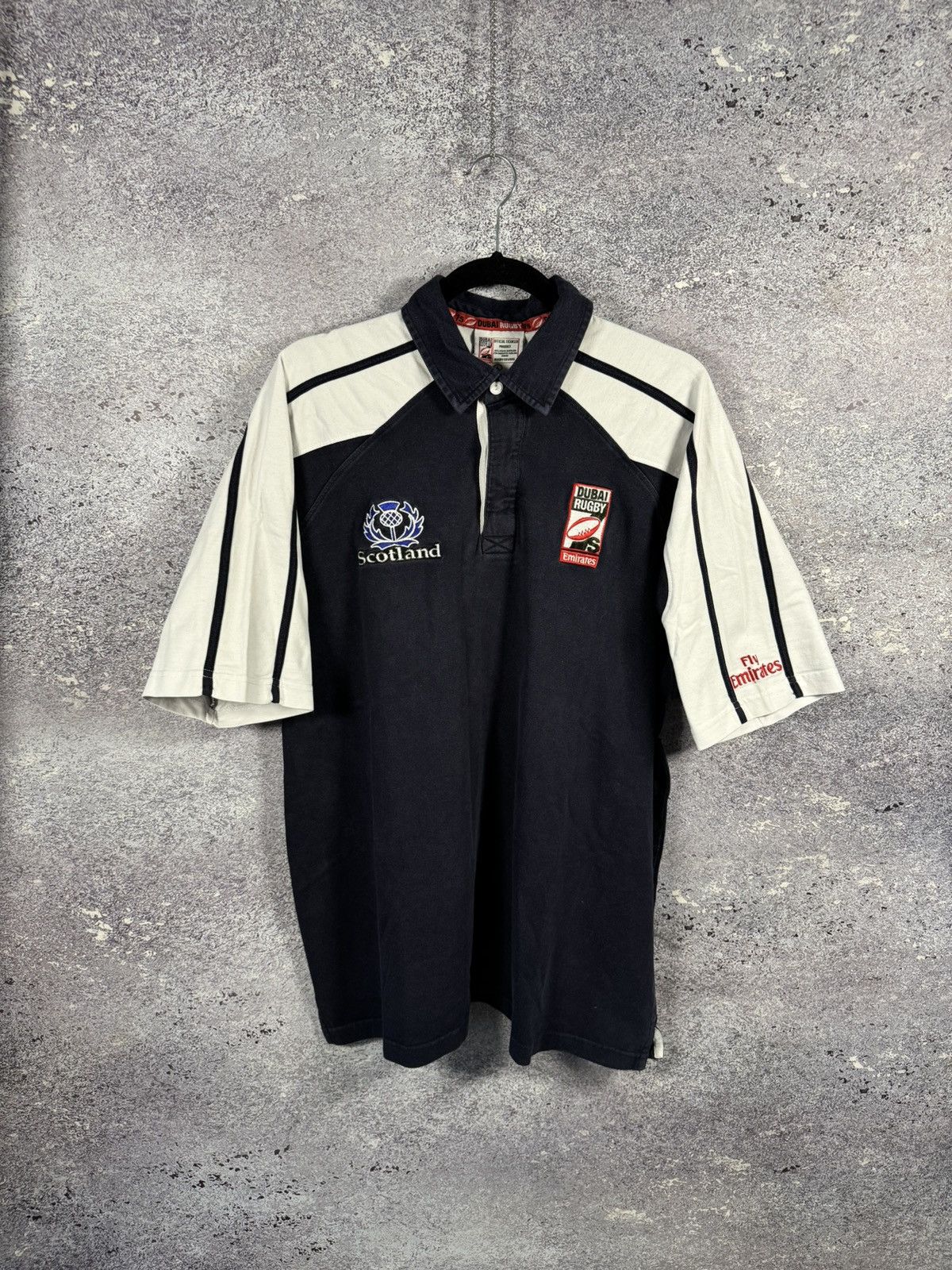 Vintage Matchworn Vintage Scotland Dubai Rugby #7 Jersey Large Size US L / EU 52-54 / 3 - 1 Thumbnail