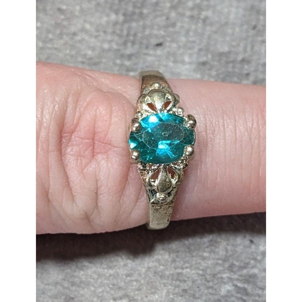 Other Whimsical Sterling Silver Ring With Teal Stone Size 8 Size ONE SIZE - 1 Thumbnail
