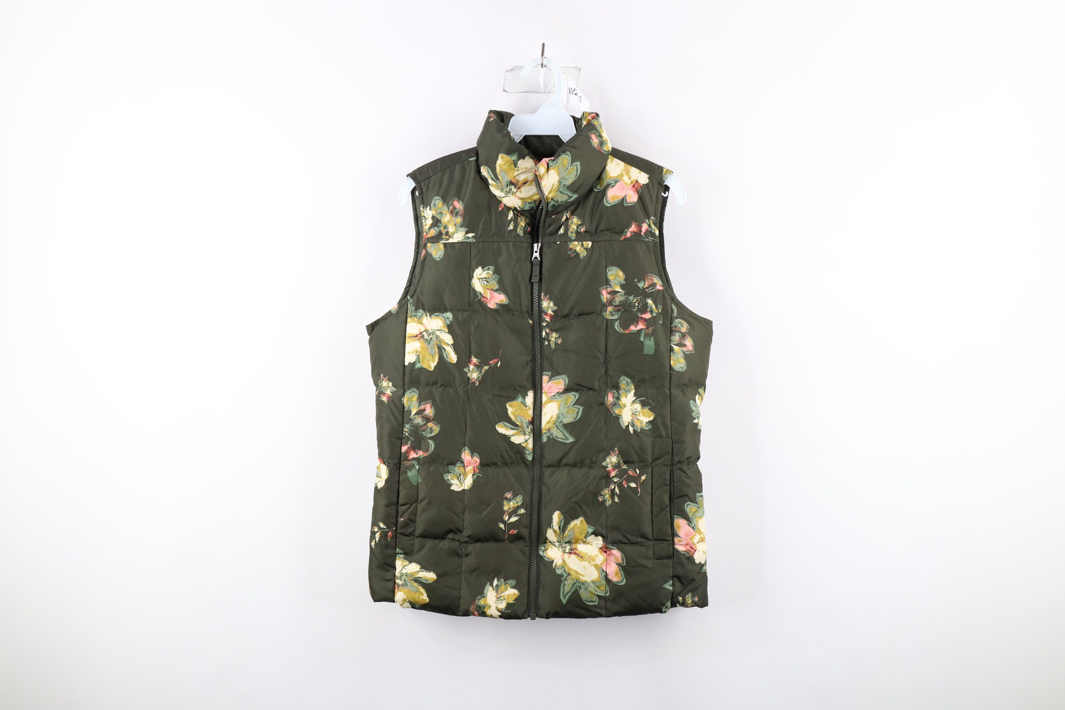 image of Lands End Flower Duck Down Fill Insulated Puffer Vest Jacket, Women's (Size Small)