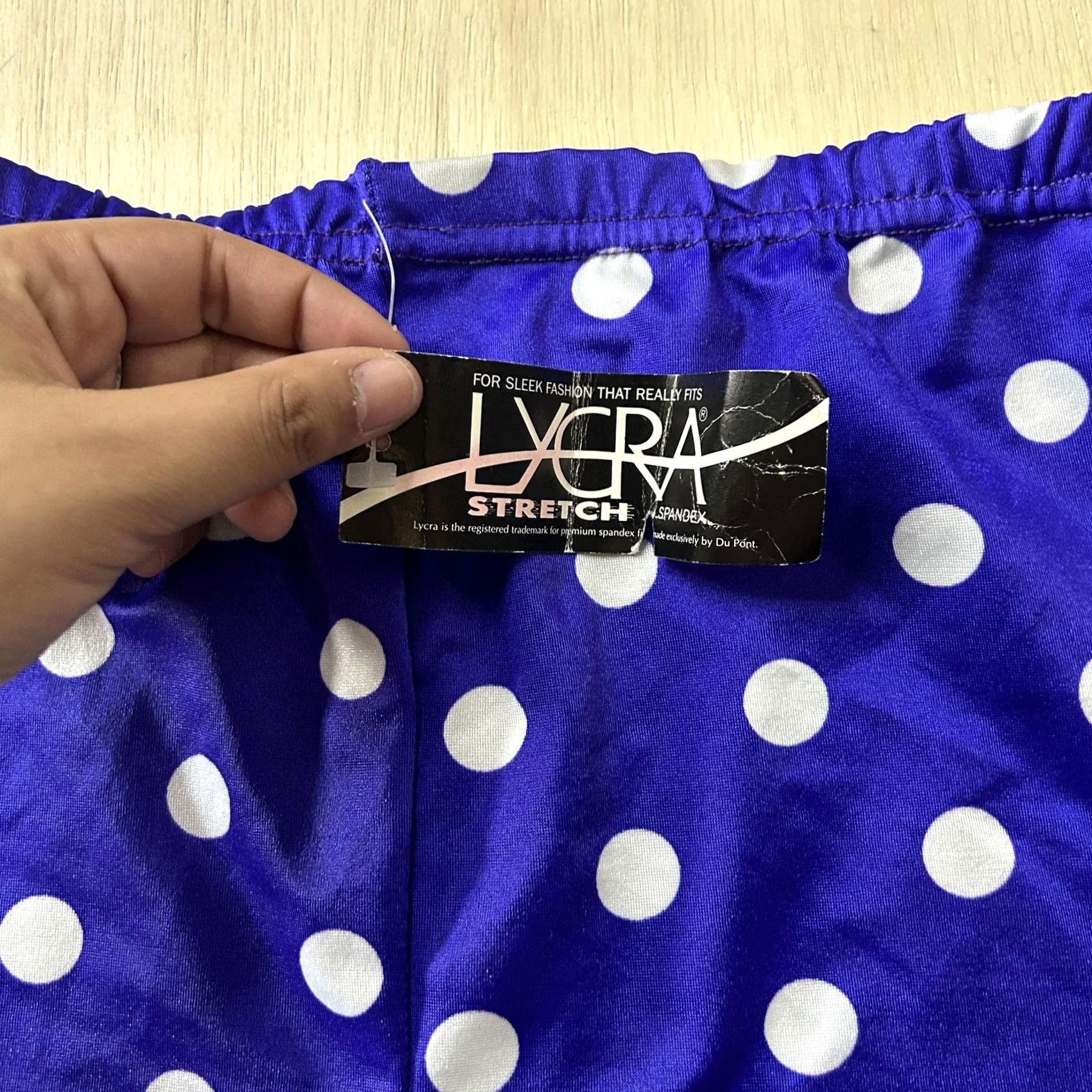 Vintage Lycra Womens Medium Blue Polka Dot Biker Shorts Stretch Pull On Activewear USA Size 32" / US 10 / IT 46 - 3 Thumbnail