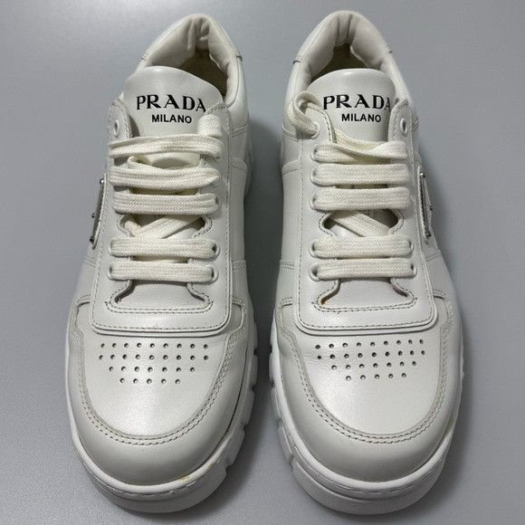 Prada Prada Logo Plaque Chunky Leather Sneakers White Men’s Size 7 Size US 7 / EU 40 - 2 Thumbnail