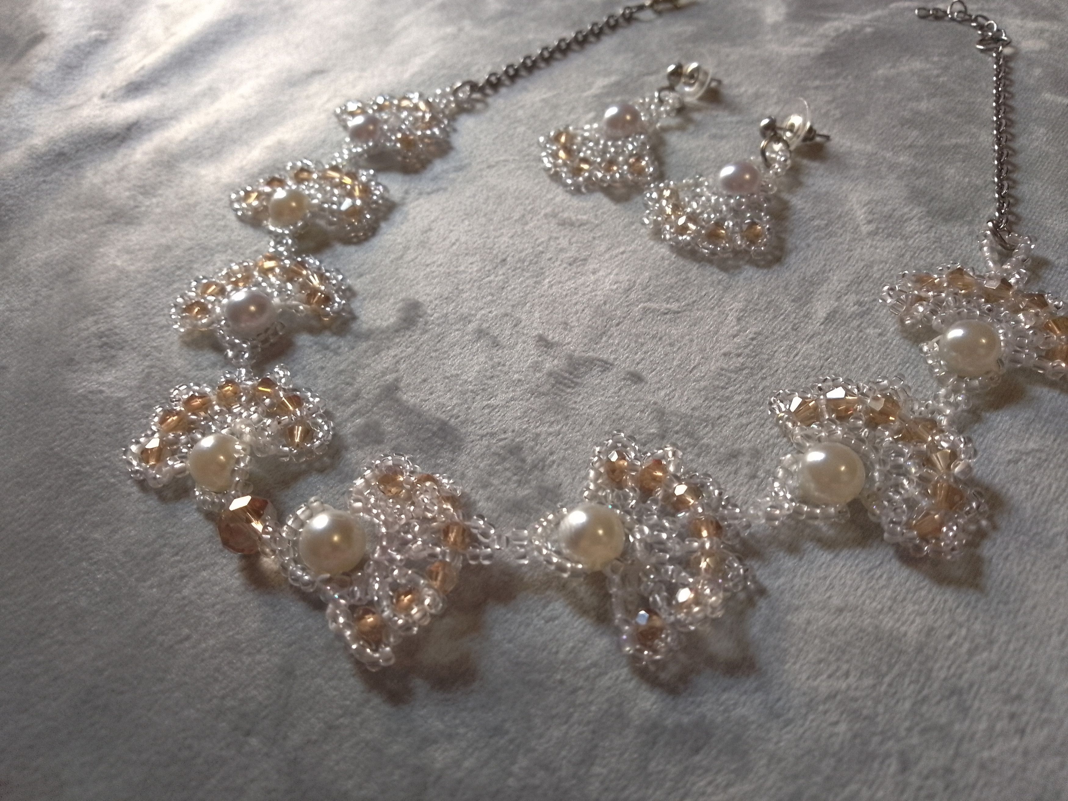 Handmade Necklace. Pearls, Crystal. Earrings. Handmade. Elegant Size ONE SIZE - 3 Thumbnail