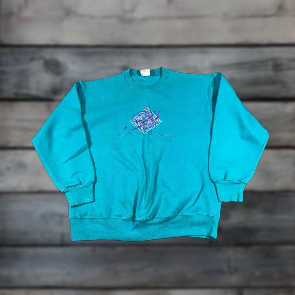 Nutmeg VTG Nutmeg Boston Embroidered Sweatshirt Adult XL Green Crewneck USA Made Size US XL / EU 56 / 4 - 1 Thumbnail