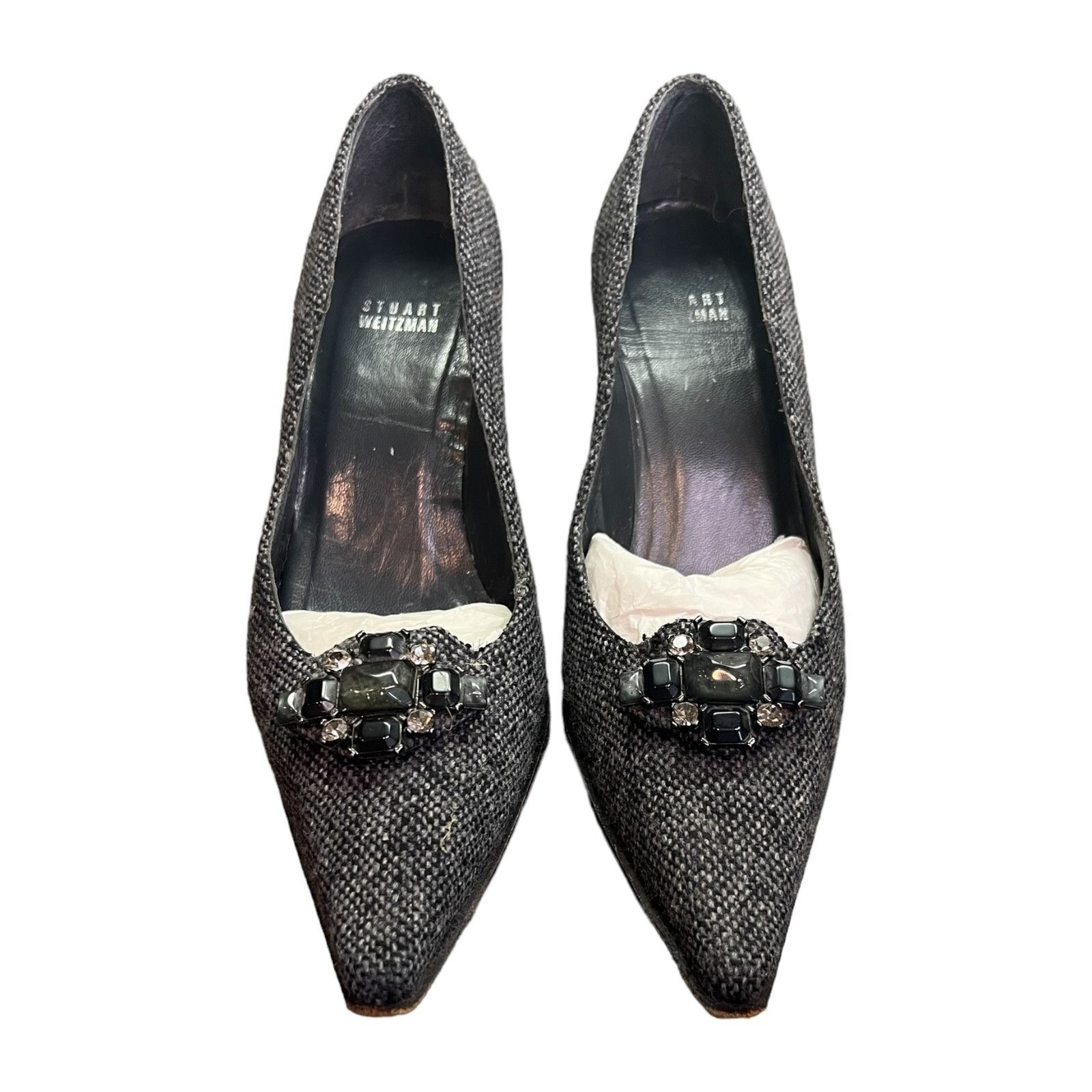 Stuart Weitzman STUART WEITZMAN Platform 3" Heels Women Tweed Jewel Embellis Size US 8.5 / IT 38.5 - 7 Thumbnail