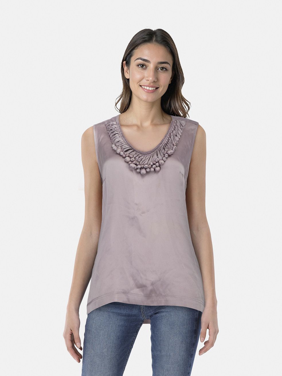 Valentino Purple Embellished Neckline Blouse Size M / US 6-8 / IT 42-44 - 1 Thumbnail