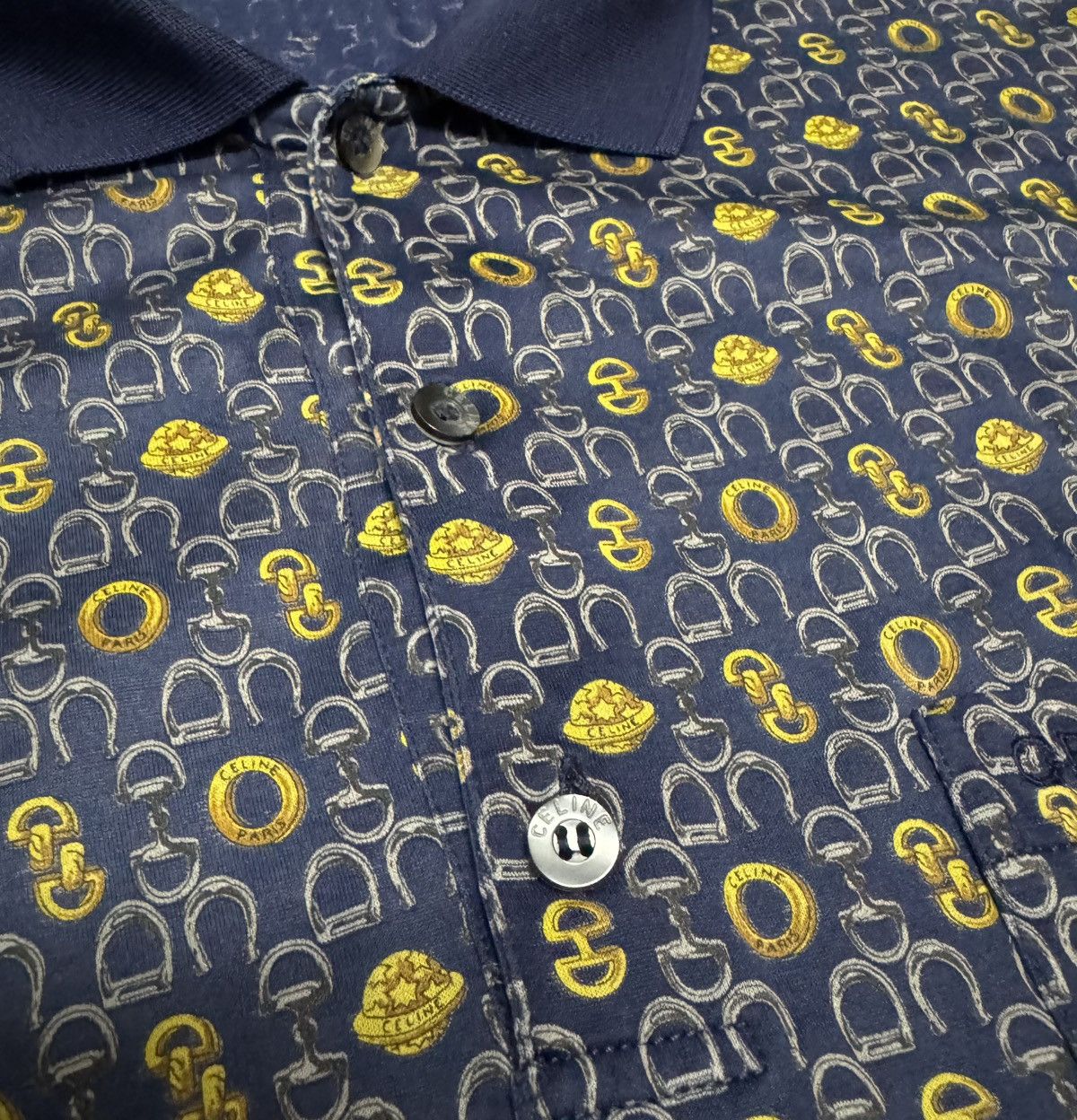 Celine Vintage CELINE Fullprint Made in Italy Polo Shirt Size US L / EU 52-54 / 3 - 6 Thumbnail