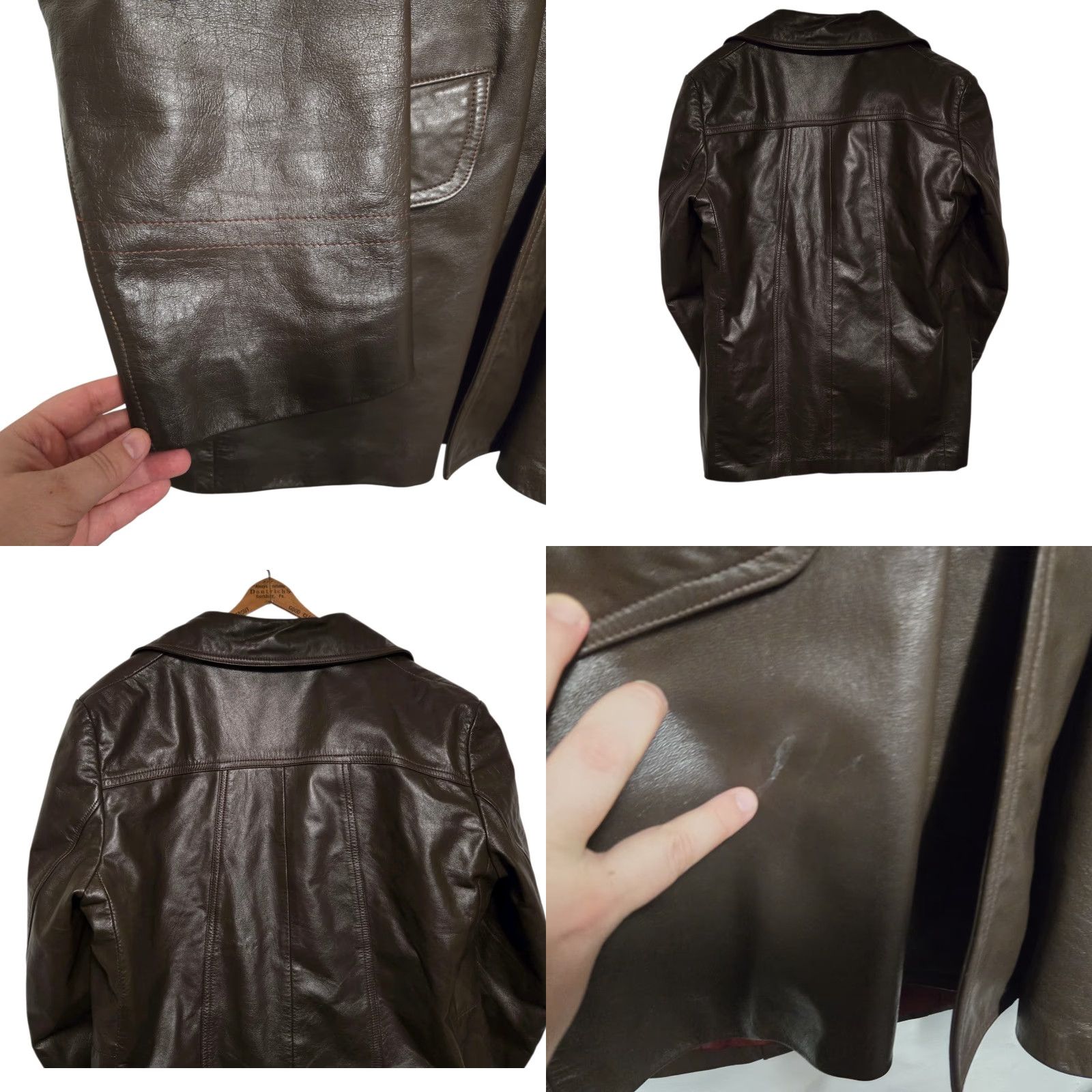 Sea New York VINTAGE New York Leather Coat Mens 44 Brown Overcoat Mid-Length Leather-Fleece Lining Clipped Heavy Size US S / EU 44-46 / 1 - 9 Thumbnail