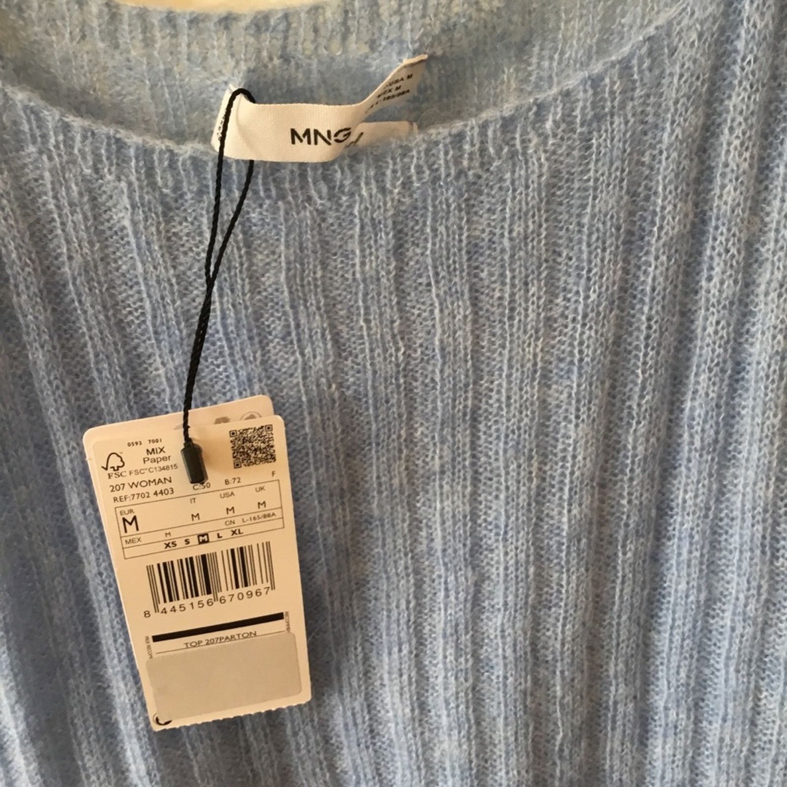 Mango MNG Baby Blue Knitted Crop Tank Top Size M / US 6-8 / IT 42-44 - 3 Thumbnail