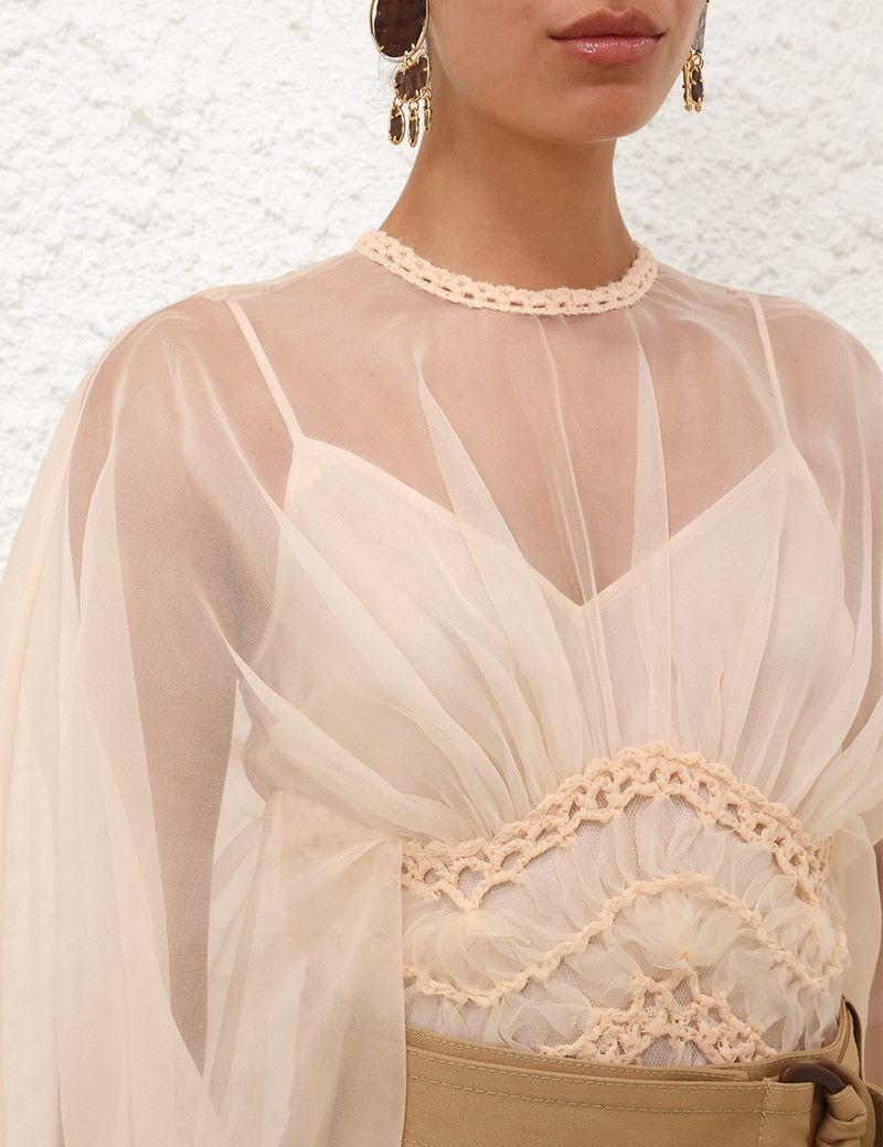 Zimmermann oc11z0226 Illuminate Macrame Bodice Crop Top in Cream Size M / US 6-8 / IT 42-44 - 5 Thumbnail
