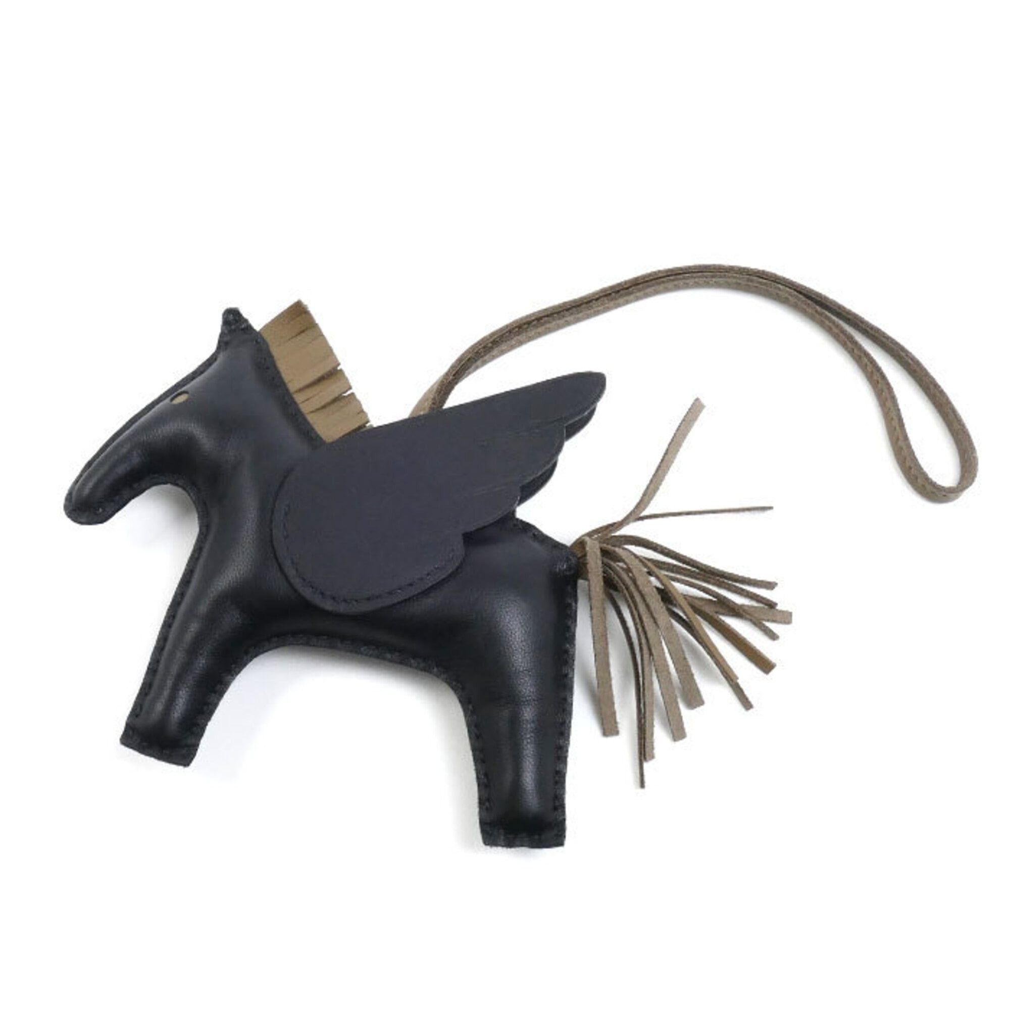 Hermes HERMES Agneau Milo Bag Charm Rodeo MM Strap Black x Etoupe W Stamp (2024) Men's Women's Size ONE SIZE - 1 Thumbnail