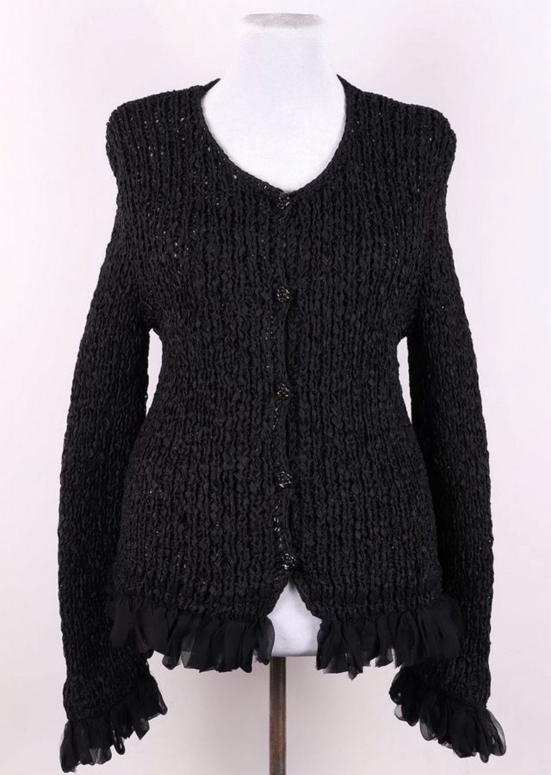 Chanel Chanel 2002 Cruise Black Crochet Cardigan Sweater Size S / US 4 / IT 40 - 1 Thumbnail