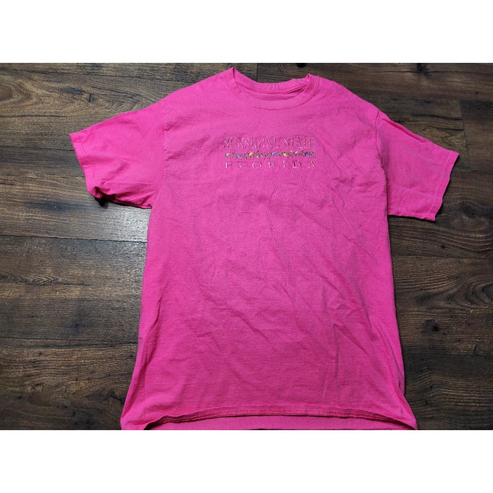 Hanes Hanes Women's L Florida Sunshine State Embroidered T-Shirt Pink 90s Travel Souvenir Size L / US 10 / IT 46 - 2 Thumbnail