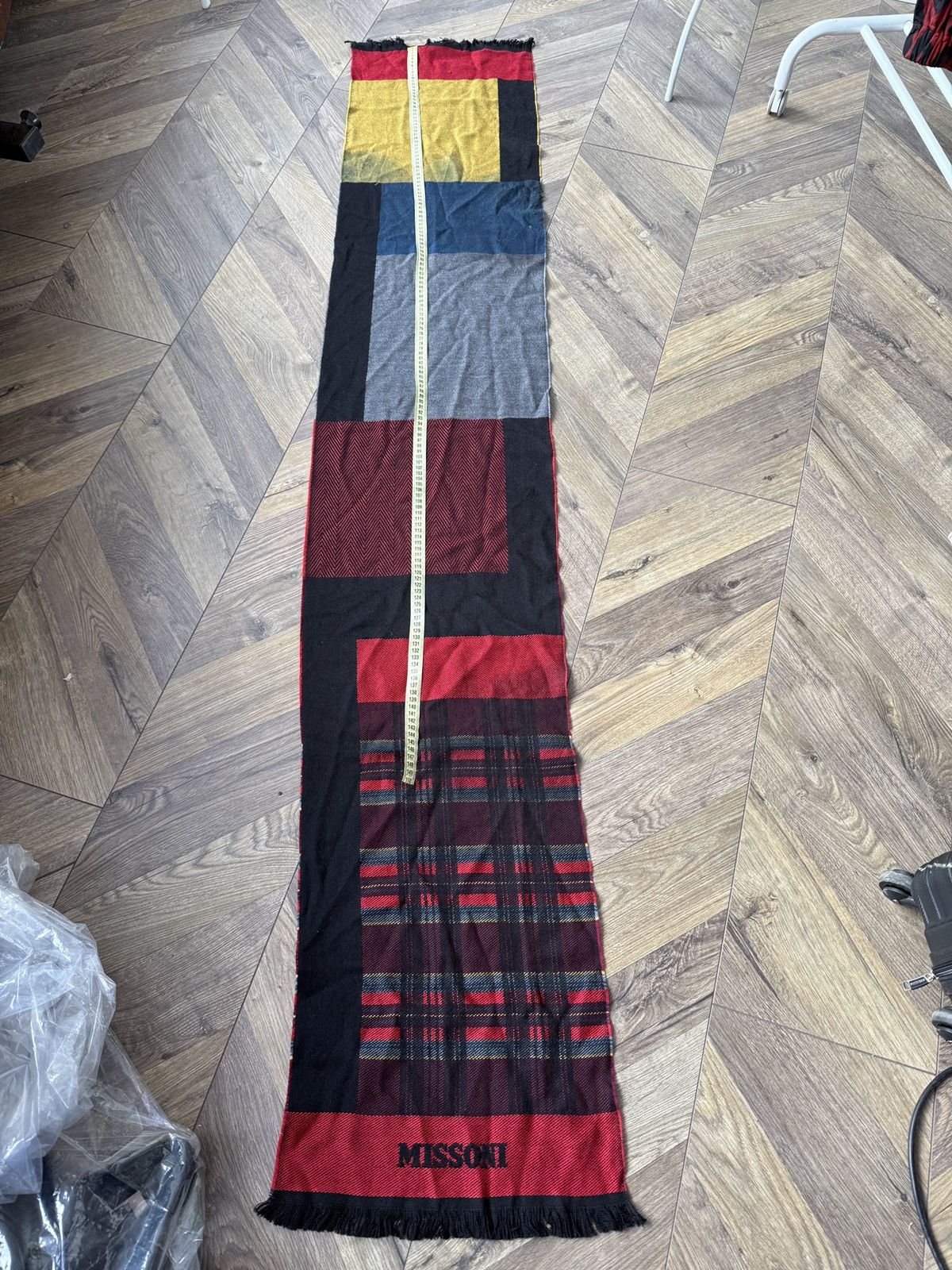 Missoni Missoni 100% Wool Scarf Black Red Plaid Logo Fringe Size ONE SIZE - 10 Thumbnail