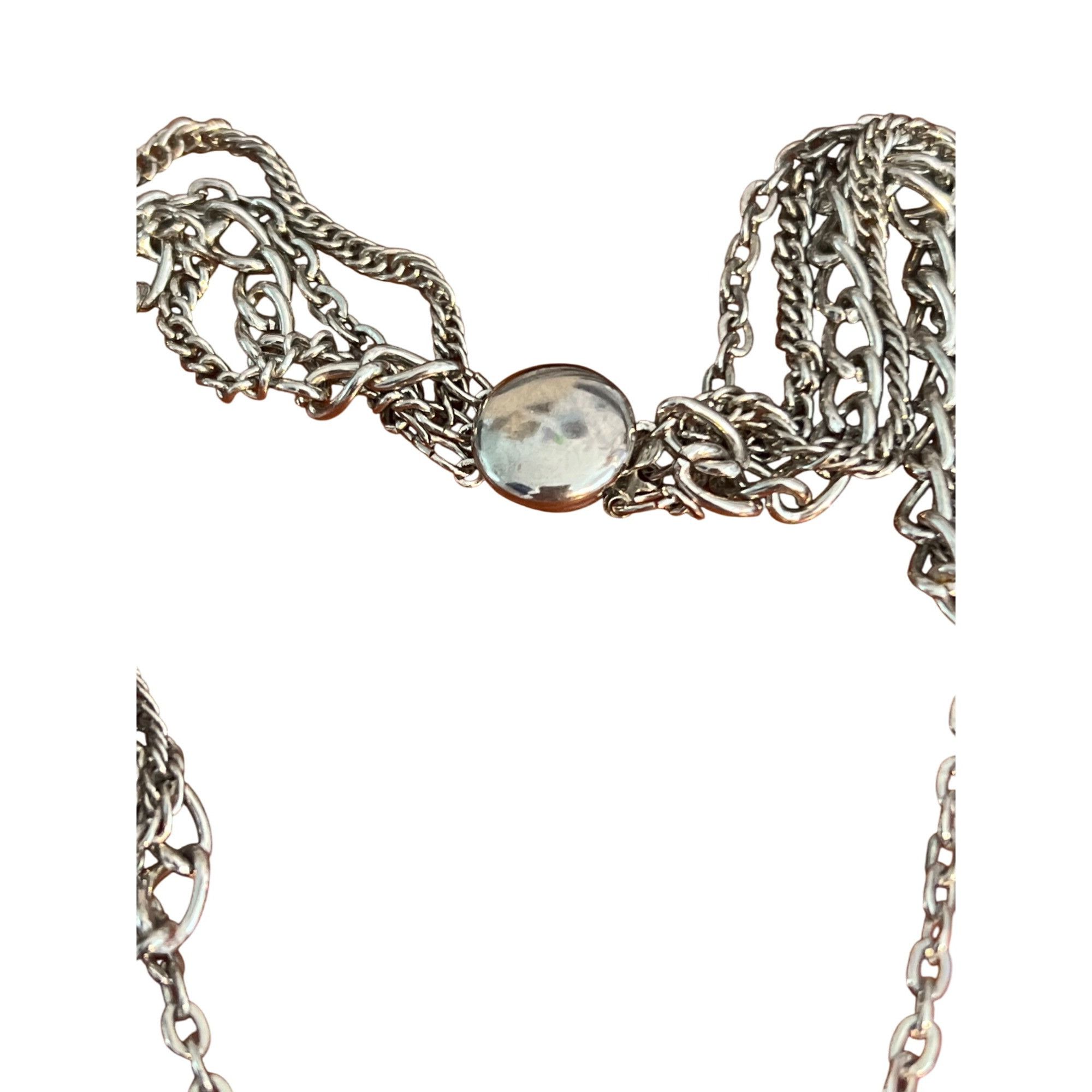 Other Vintage Silver Tone Multi Chain Locket Necklace Antique Port Size ONE SIZE - 5 Thumbnail