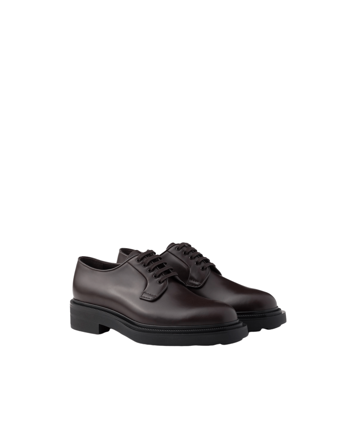Prada PRADA Ebony Brown Brushed Leather Derby Shoes New & Auth Size US 10 / EU 43 - 1 Thumbnail