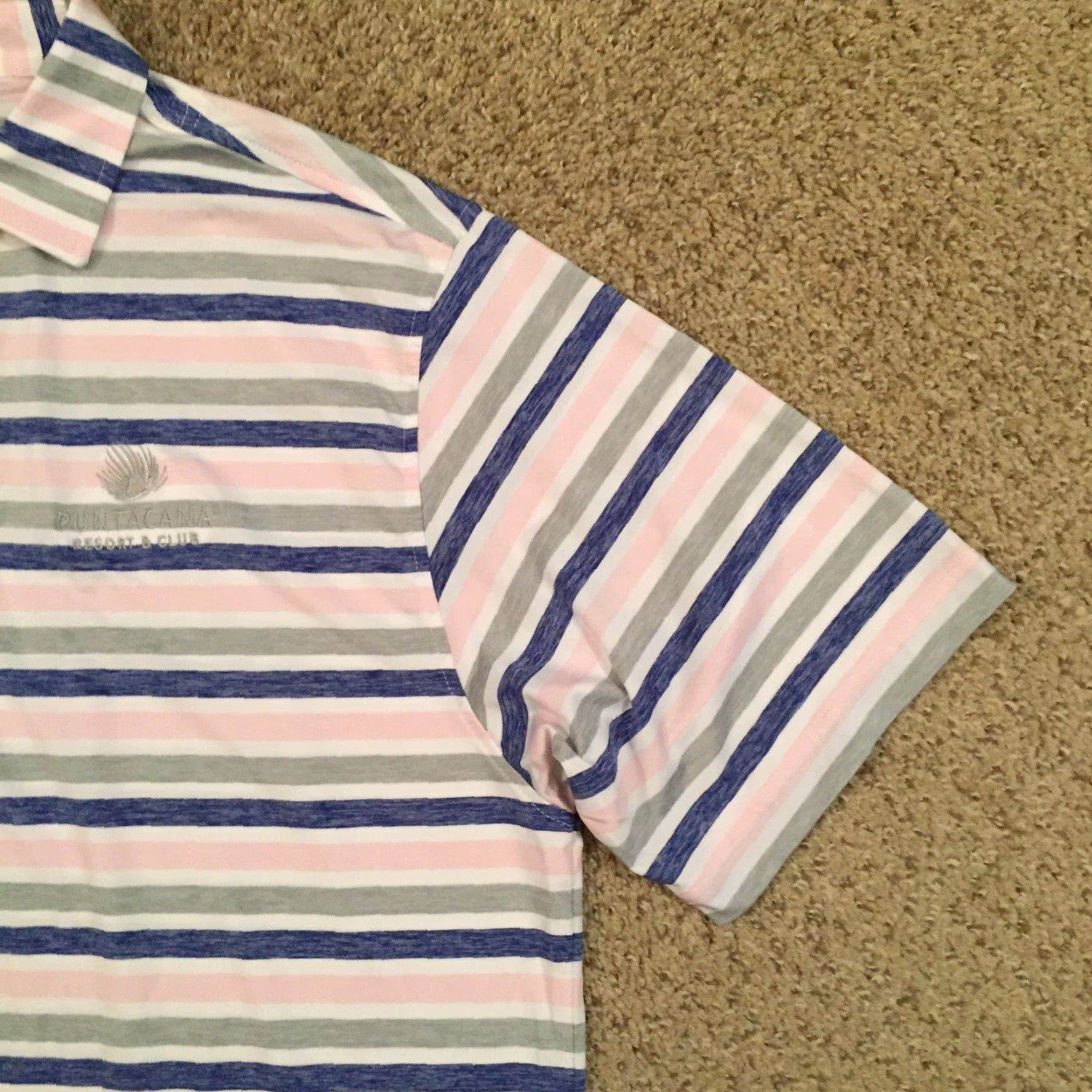 Footjoy FootJoy Polo Shirt Mens M Short Sleeve Striped Pink Blue Pattern Collared Polyester Blend Shirt Mens Size US M / EU 48-50 / 2 - 5 Thumbnail