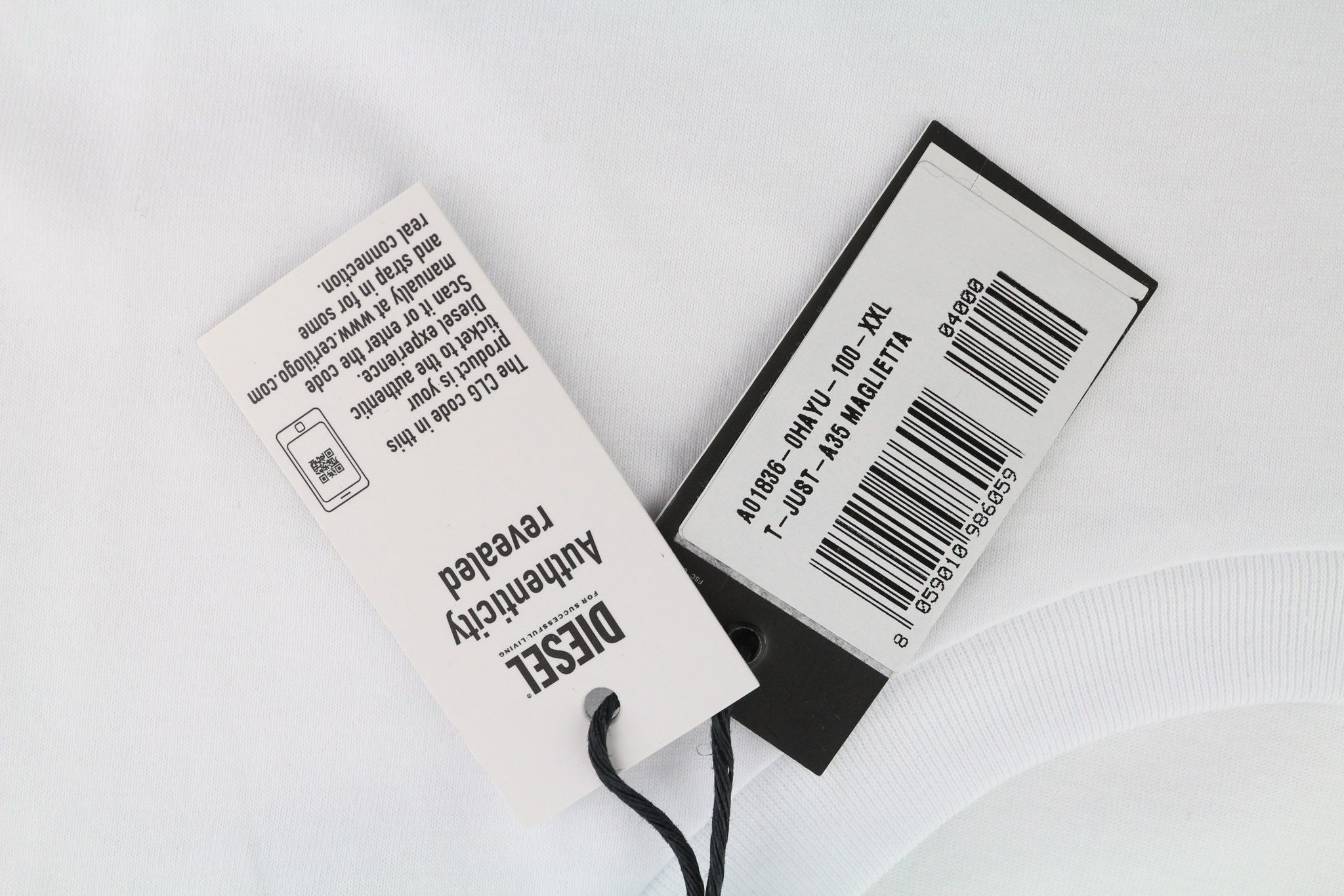 Diesel T-JUST-A35 2XL Short Sleeve Logo White Tee 40254 Size US XXL / EU 58 / 5 - 6 Thumbnail