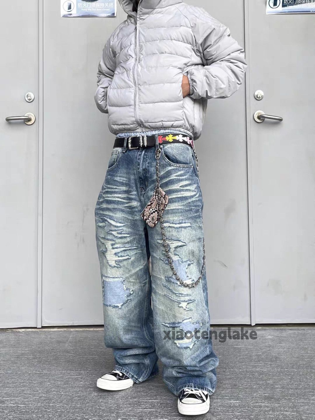 Jean zx vintage washed faded punk ripped damaged jeans Size US 32 / EU 48 - 2 Thumbnail