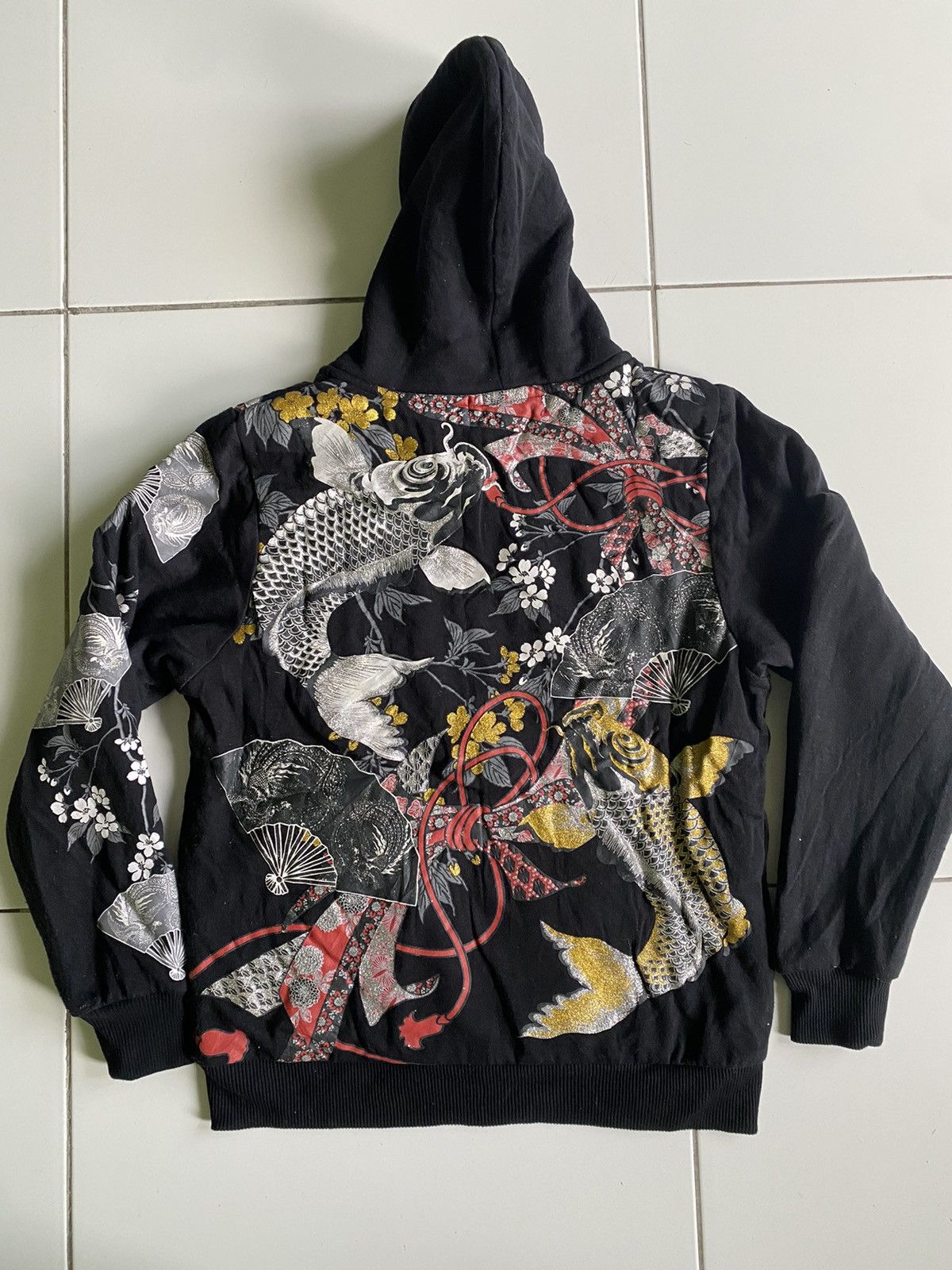 Japanese Brand Souvenir Sukajan Sherpa Zip up Black hoodie sweaters Size US M / EU 48-50 / 2 - 1 Thumbnail