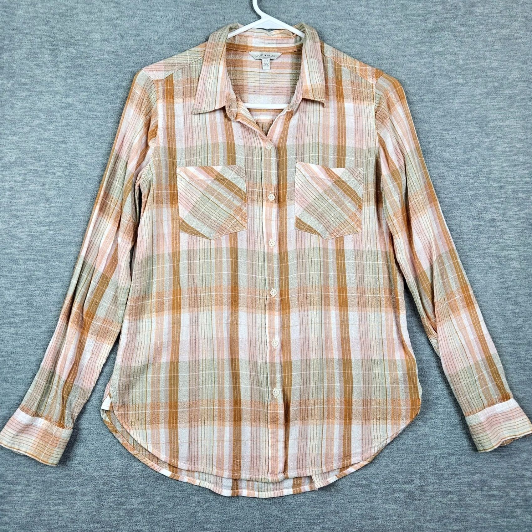 Lucky Brand Lucky Brand Women's Brown White Stripes Long Sleeve Button-Up Shirt Size S Size S / US 4 / IT 40 - 2 Thumbnail