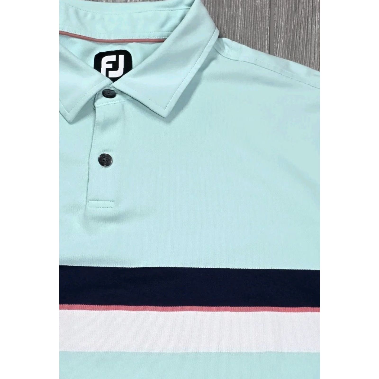 Footjoy FootJoy FJ Mens L Short Sleeve Mint Green Pink Performance Golf Polo Shirt Shirt Mens L Green Pink Colorblock 90s? Size US L / EU 52-54 / 3 - 3 Thumbnail