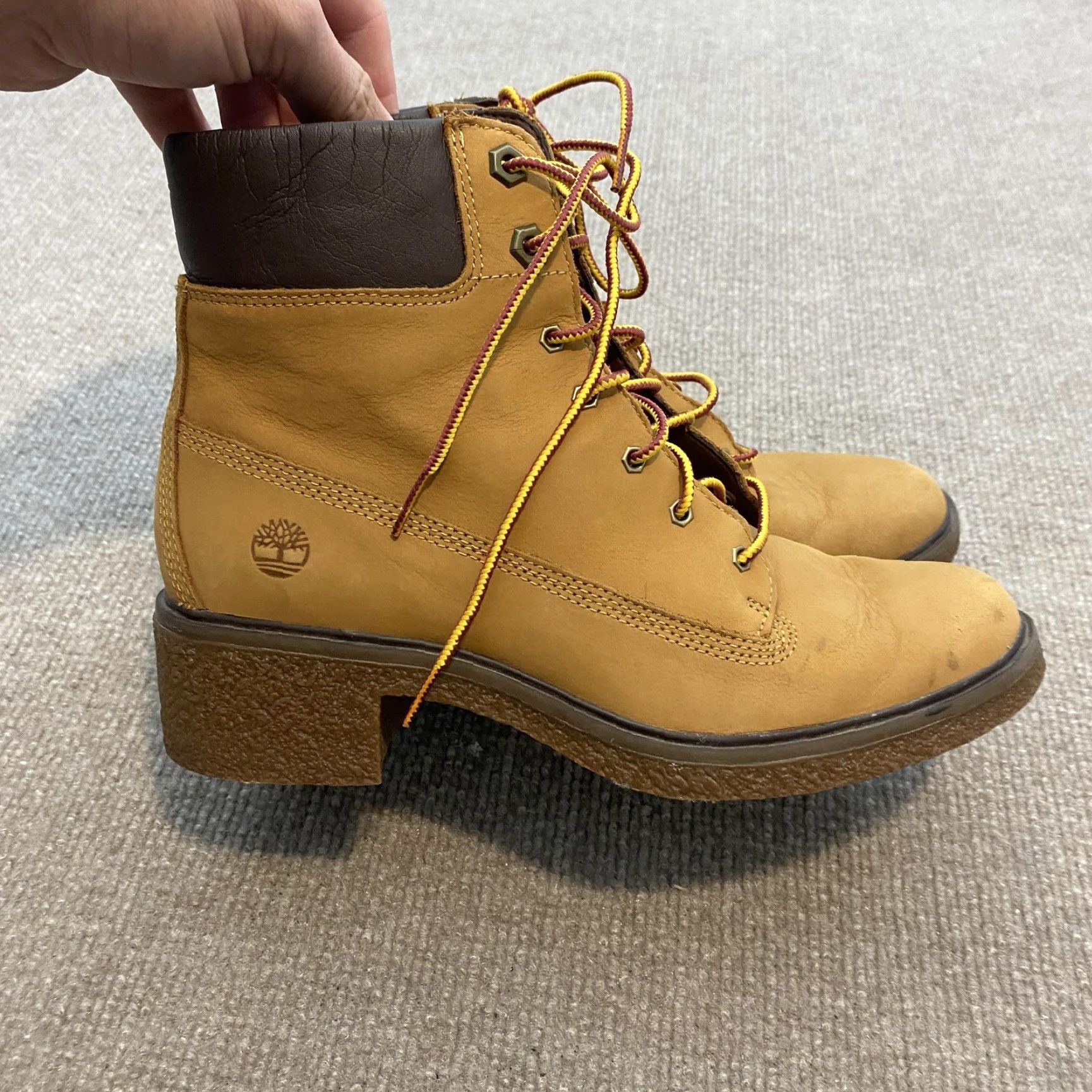 Timberland Timberland Boots Womens Size 7 Brown Nubuck Ankle Lace Up Block Heel A1KLL Size US 7 / IT 37 - 2 Thumbnail