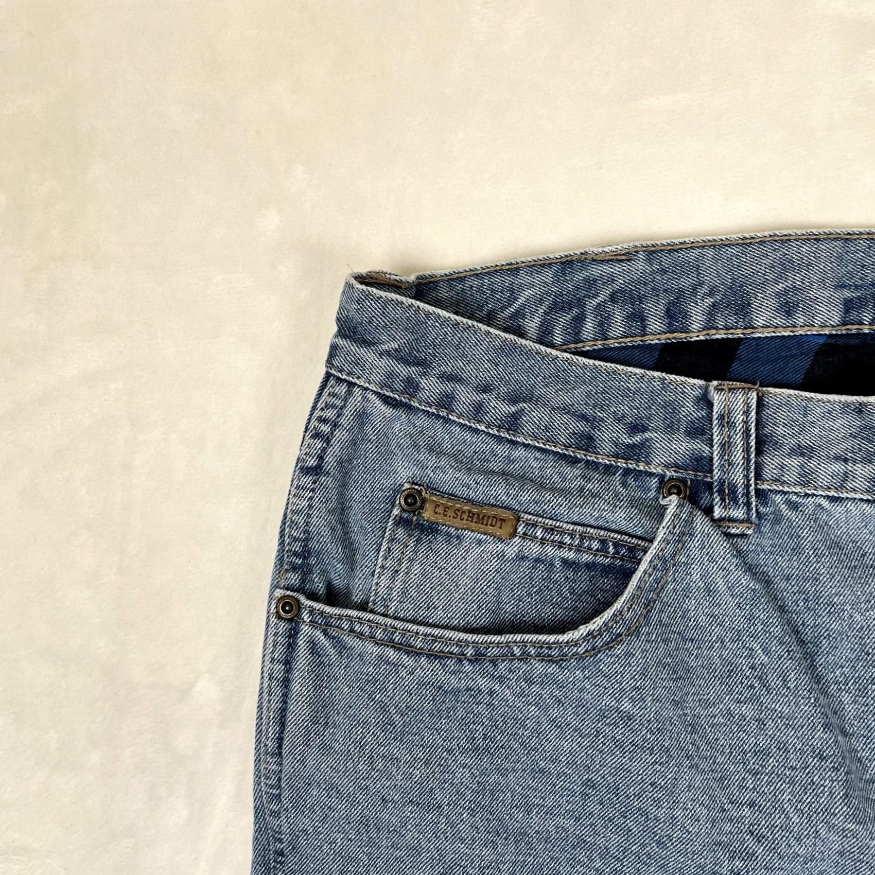 Denime C.E. Schmidt Jeans Mens 38x30 Blue Relaxed Straight Flannel Lined Work Denim Jeans Size US 38 / EU 54 - 2 Thumbnail