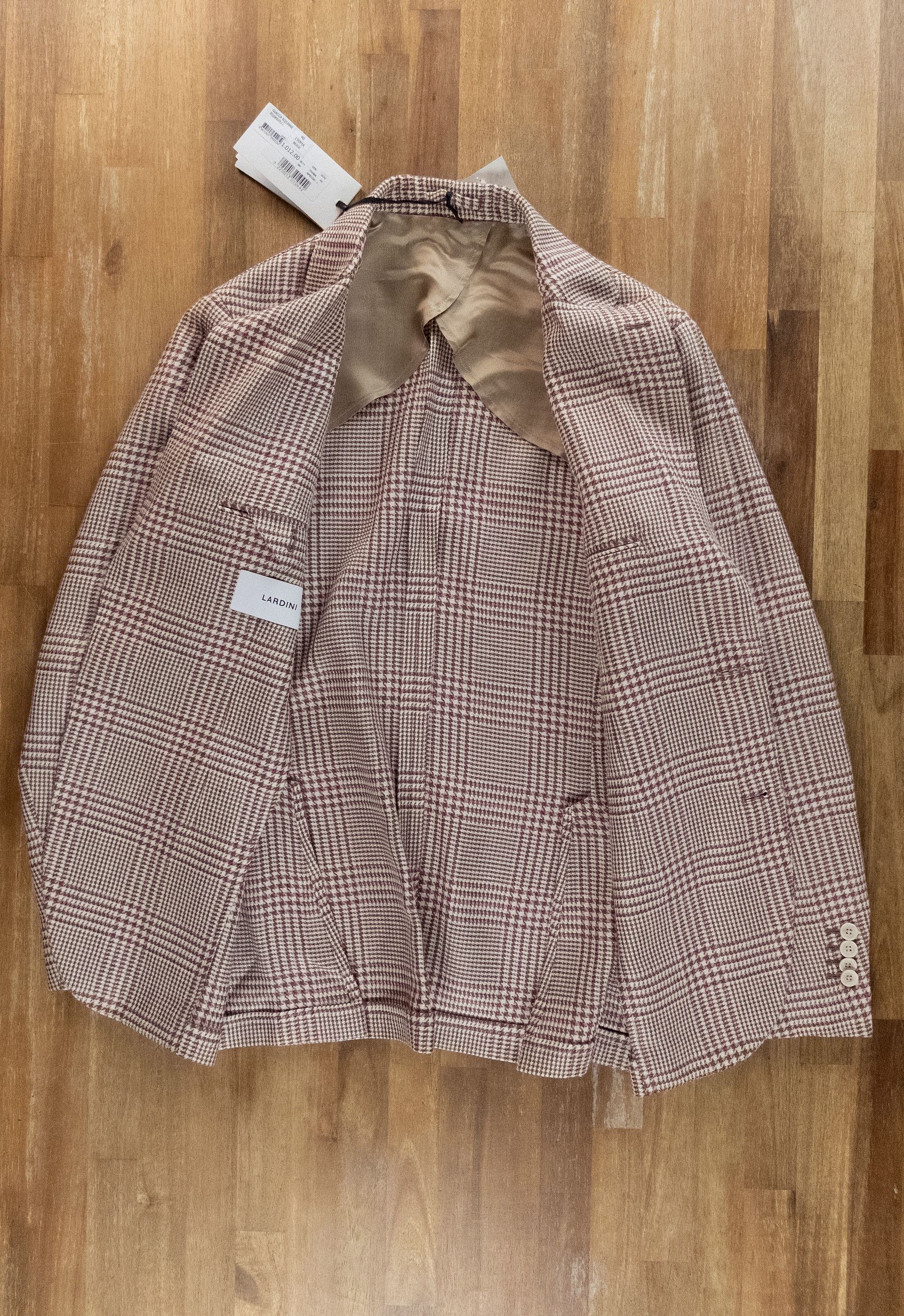 Lardini LARDINI beige glen plaid cotton linen sportcoat 38 48 Size 38R - 8 Thumbnail