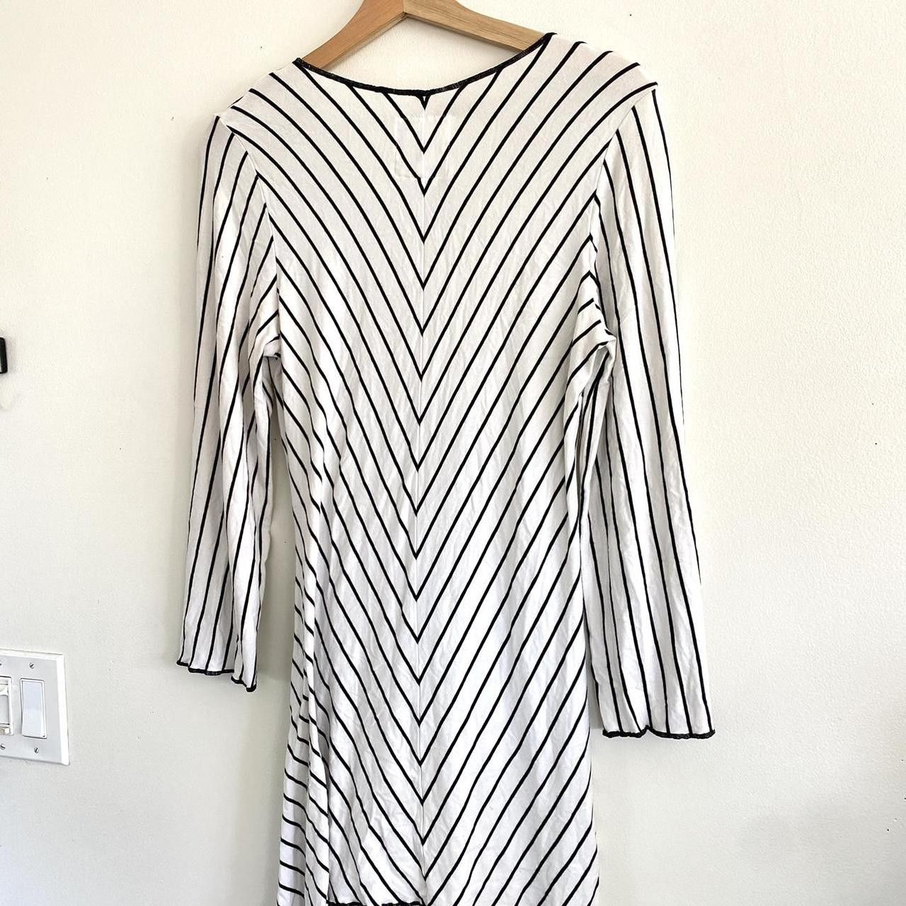 Vintage T. ELLIOT WHITE BLACK STRIPED ASYMMETRICAL MINI DRESS MEDIUM Size M / US 6-8 / IT 42-44 - 4 Thumbnail