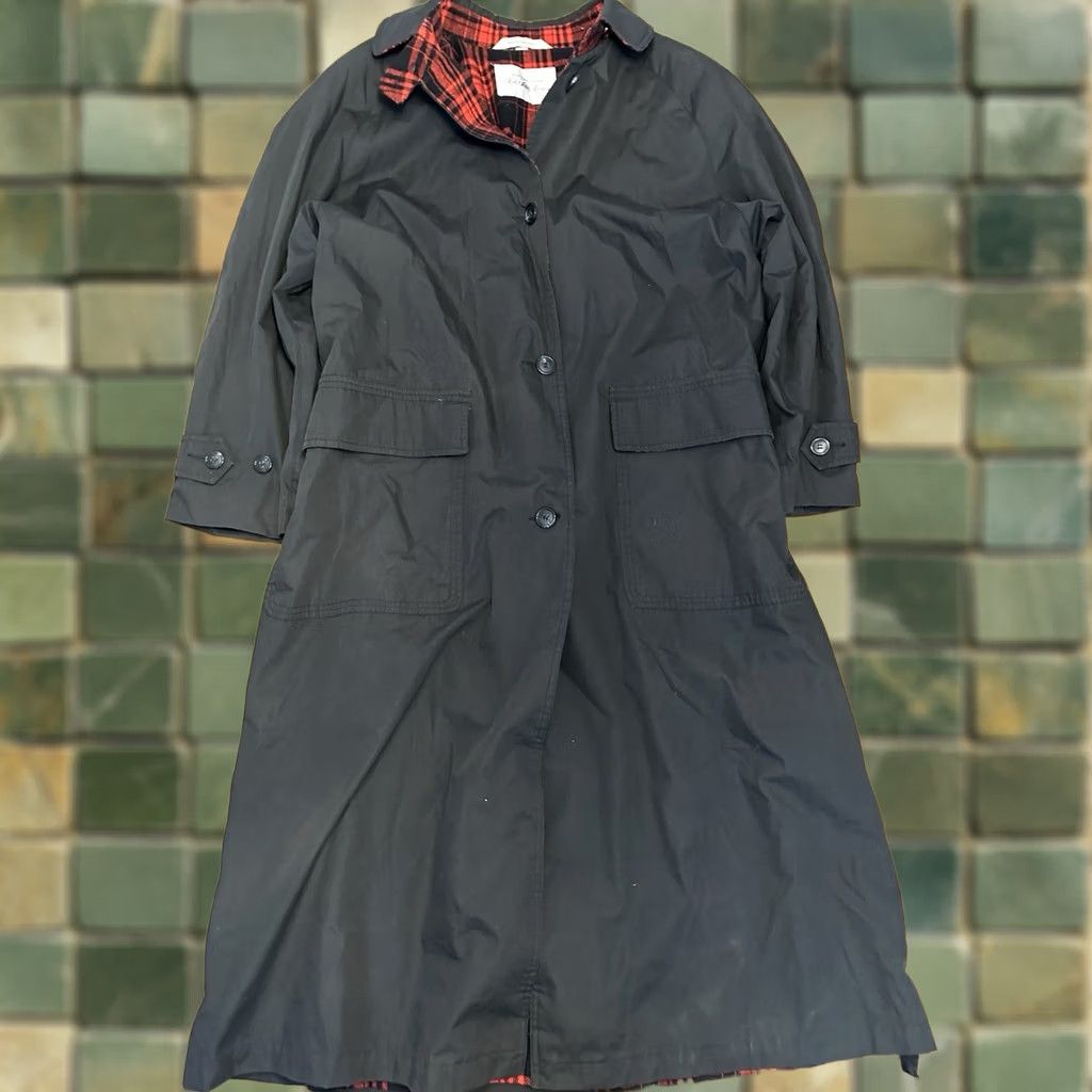 Saks Fifth Avenue VINTAGE Saks Fifth Avenue Trench Coat Women’s Flannel Lined XL Black 80s Workwear Jacket Size XL / US 12-14 / IT 48-50 - 1 Thumbnail