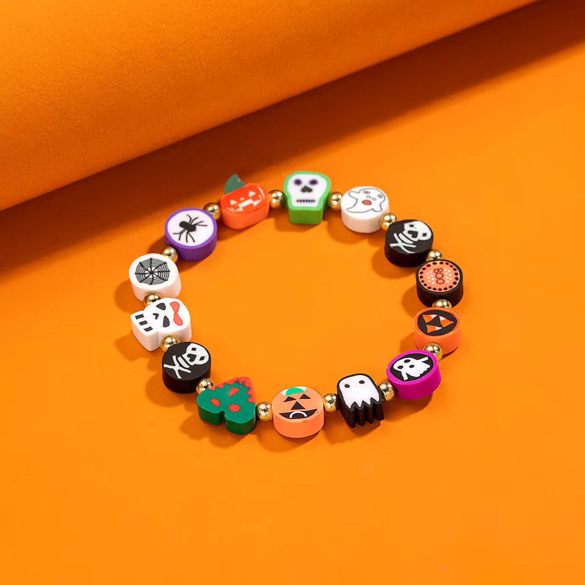 Jewelry Pumpkin Skull Ghost Spider Beaded Bracelets Size ONE SIZE - 1 Thumbnail