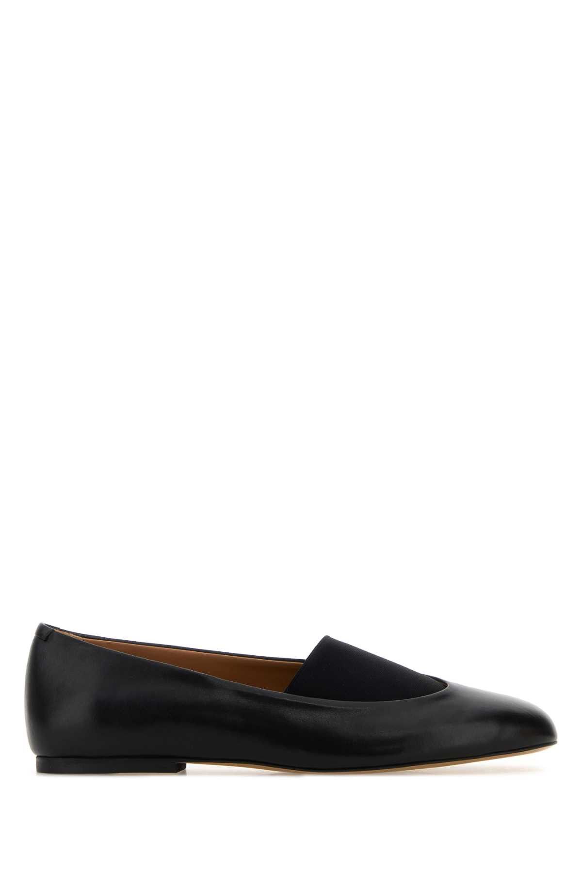 Black Leather Elyss Ballerinas