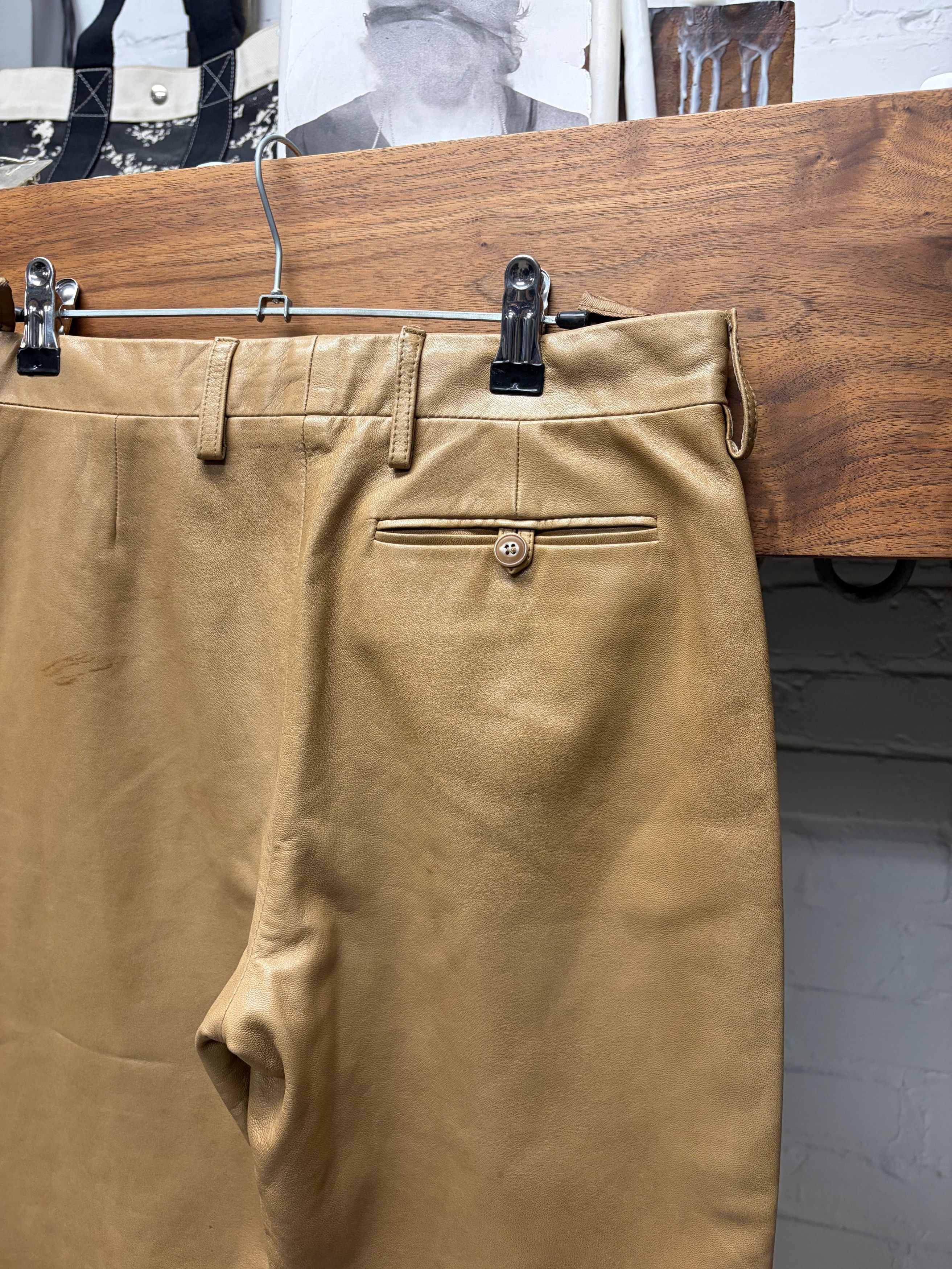 Helmut Lang Vintage Helmut Lang ‘Caramel Brown’ Lambskin Leather Pants Size US 30 / EU 46 - 5 Thumbnail