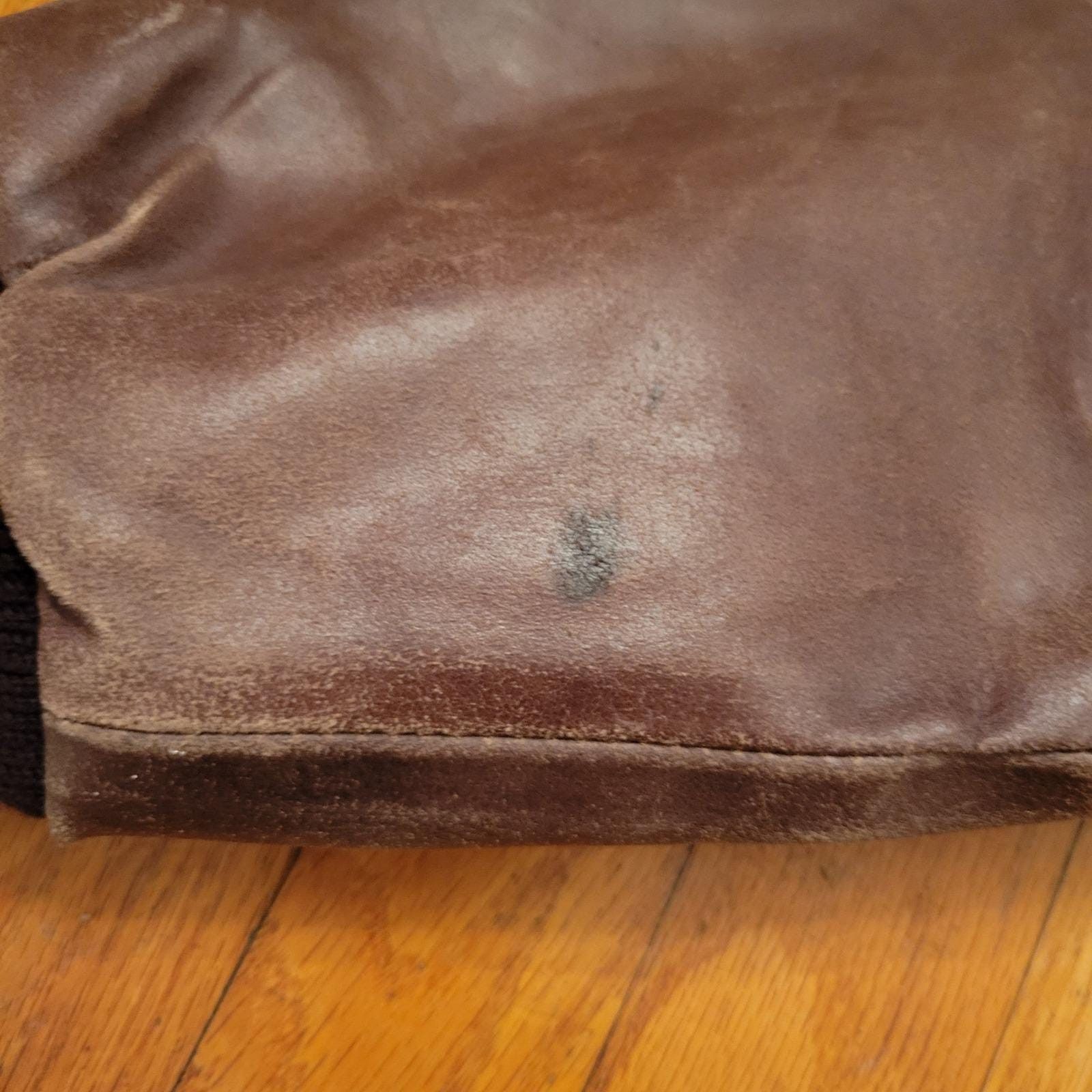 Vintage S Brown Leather Bomber Jacket Faux Fur Collar Aviator Flyboy Size US S / EU 44-46 / 1 - 5 Thumbnail