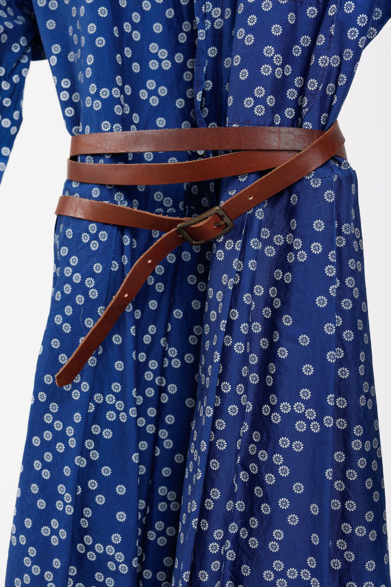 Designer Erika Cavallini SS/15 Blue Daisy Cotton Belted Shirt Dress Size XS / US 0-2 / IT 36-38 - 7 Thumbnail