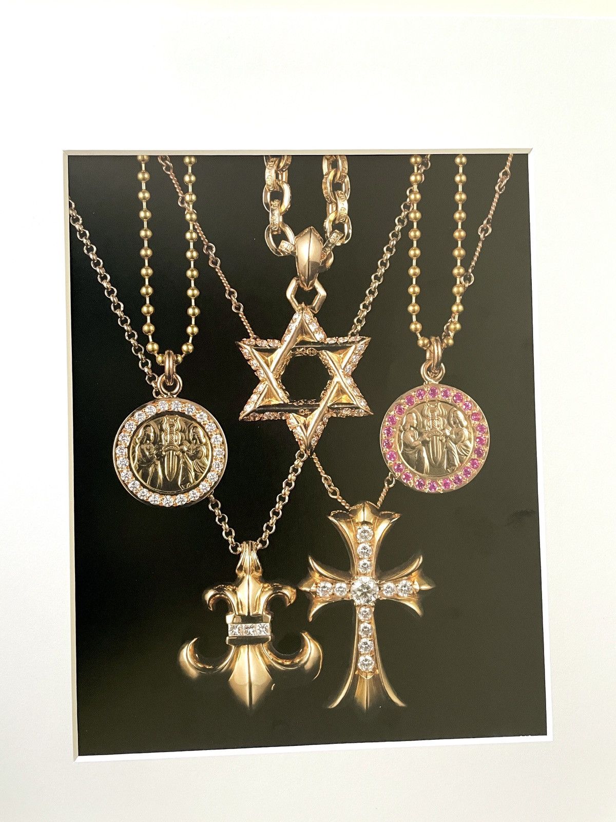 Chrome Hearts × Vintage Chrome Hearts 11x14 gold jewelry Matted Frame cutout poster Size ONE SIZE - 2 Thumbnail