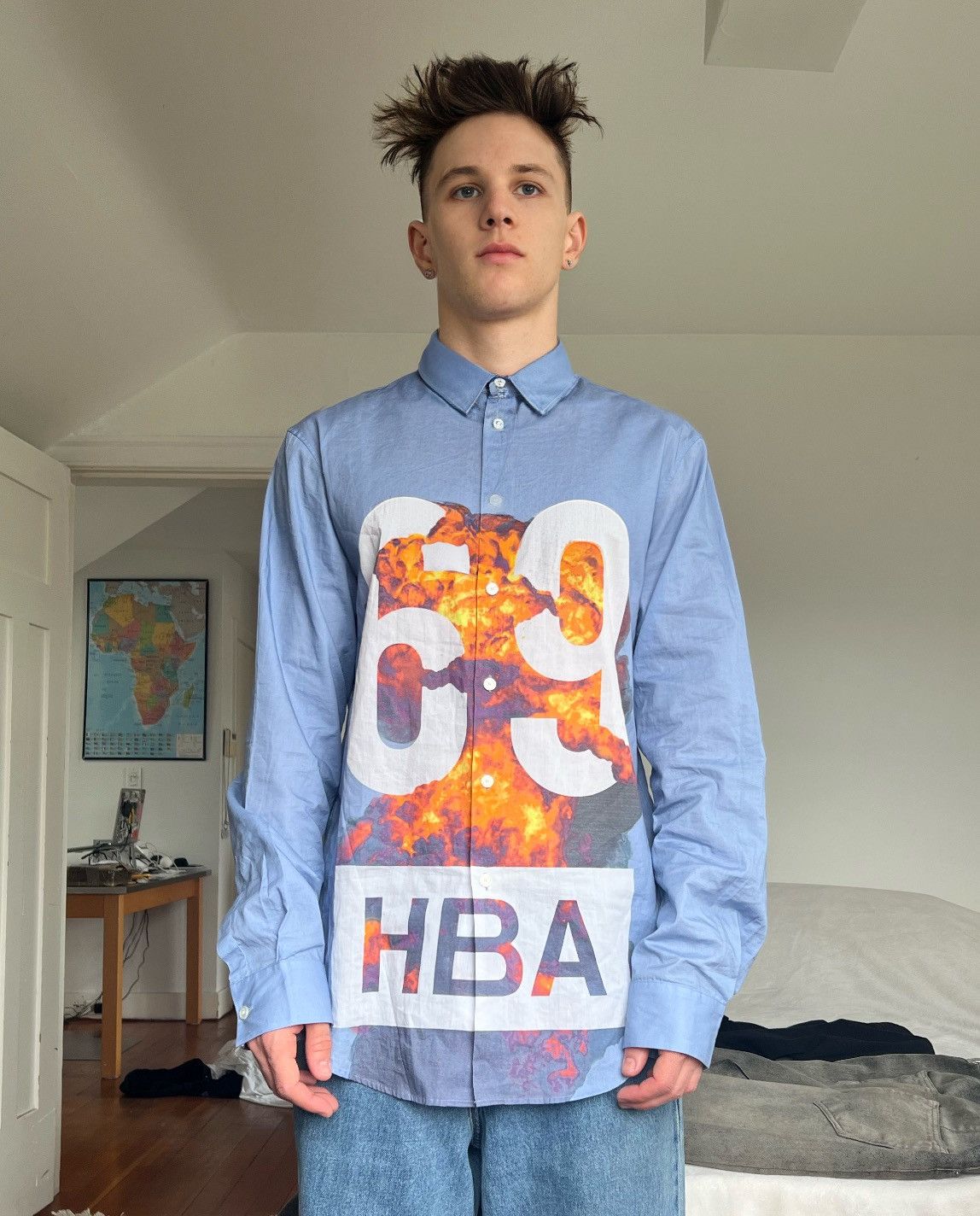 Hood By Air HBA 69 Explosion Shirt Light Blue XL | Grailed