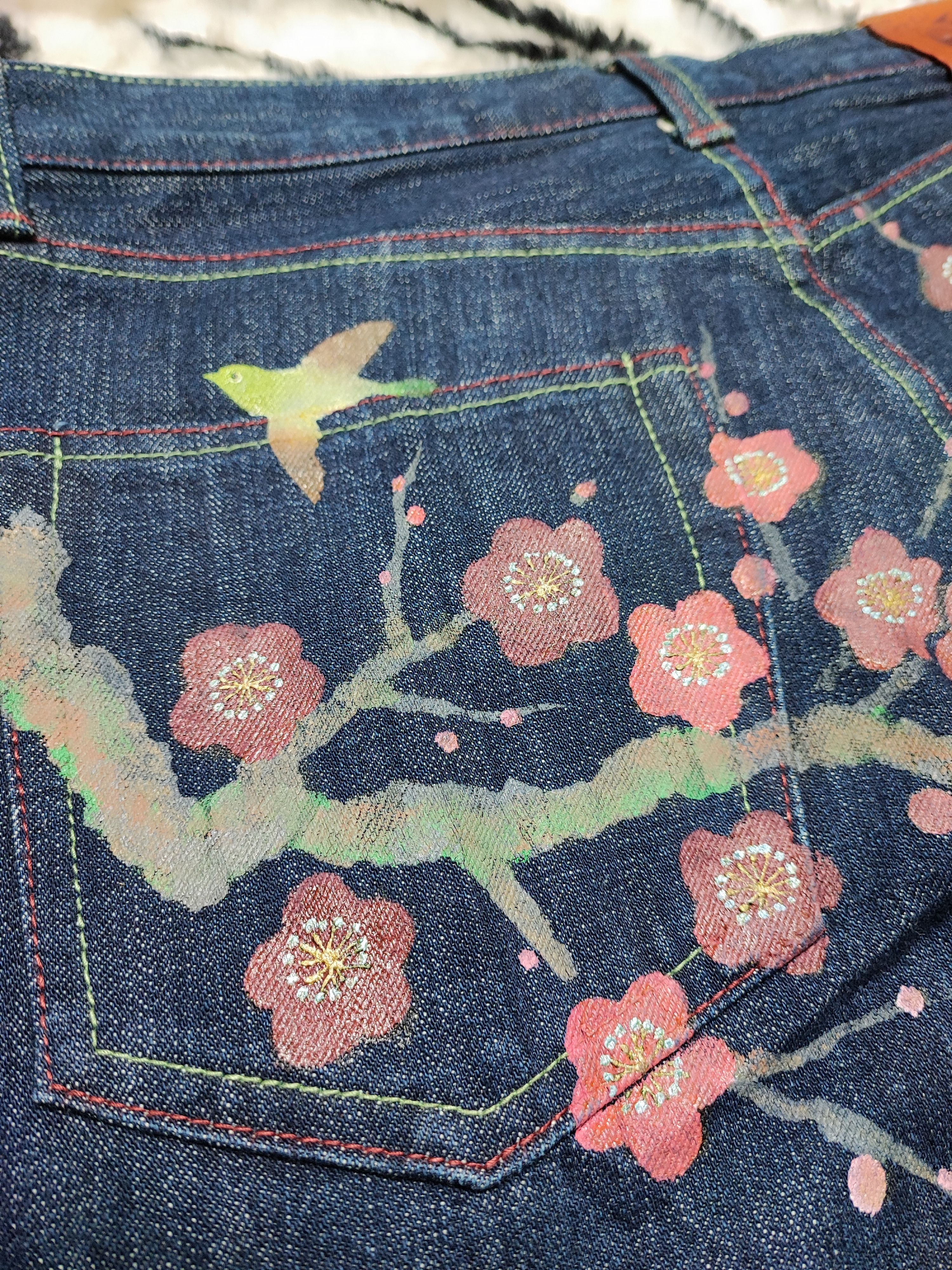 Japanese Brand Vintage Zen Kyoto Hand Painted Denim Jeans Size US 32 / EU 48 - 19 Thumbnail