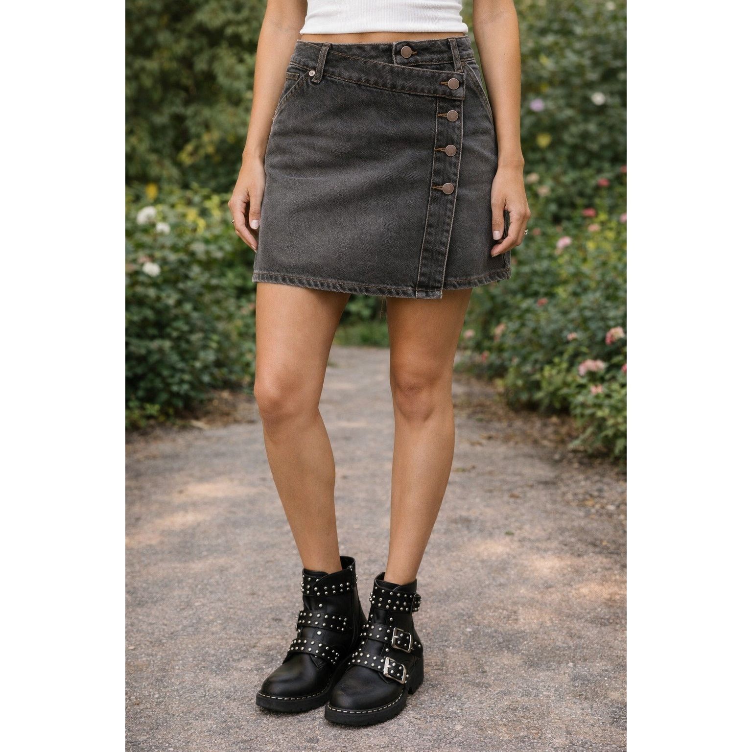 Free People Free People We The Free Wynne Denim Skirt Archive Gray 32 Size 32" / US 10 / IT 46 - 6 Thumbnail