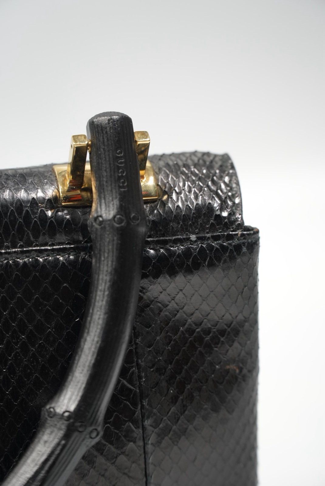Gucci Gucci by Tom Ford Black Python Bamboo Top Handle Bag Size ONE SIZE - 8 Thumbnail